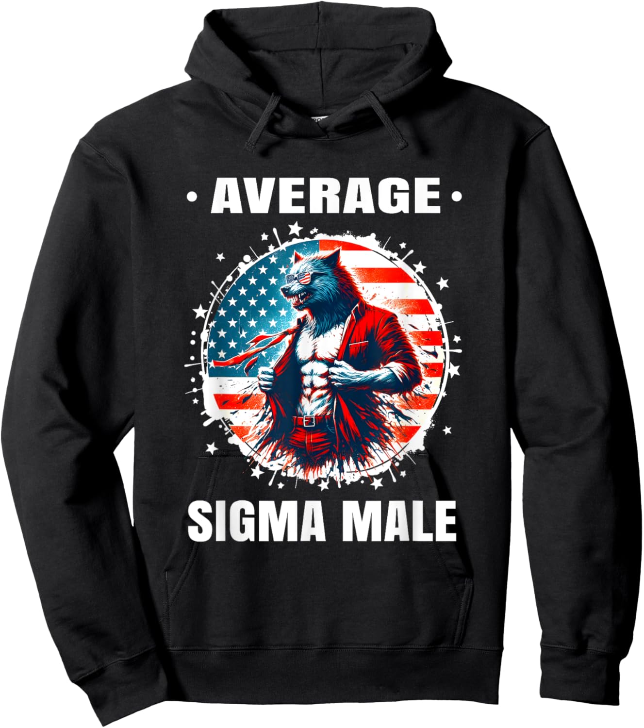 American Werewolf Sigma Shirt Funny Cringe Werewolf Brainrot Hoodie - Hoodie | Black