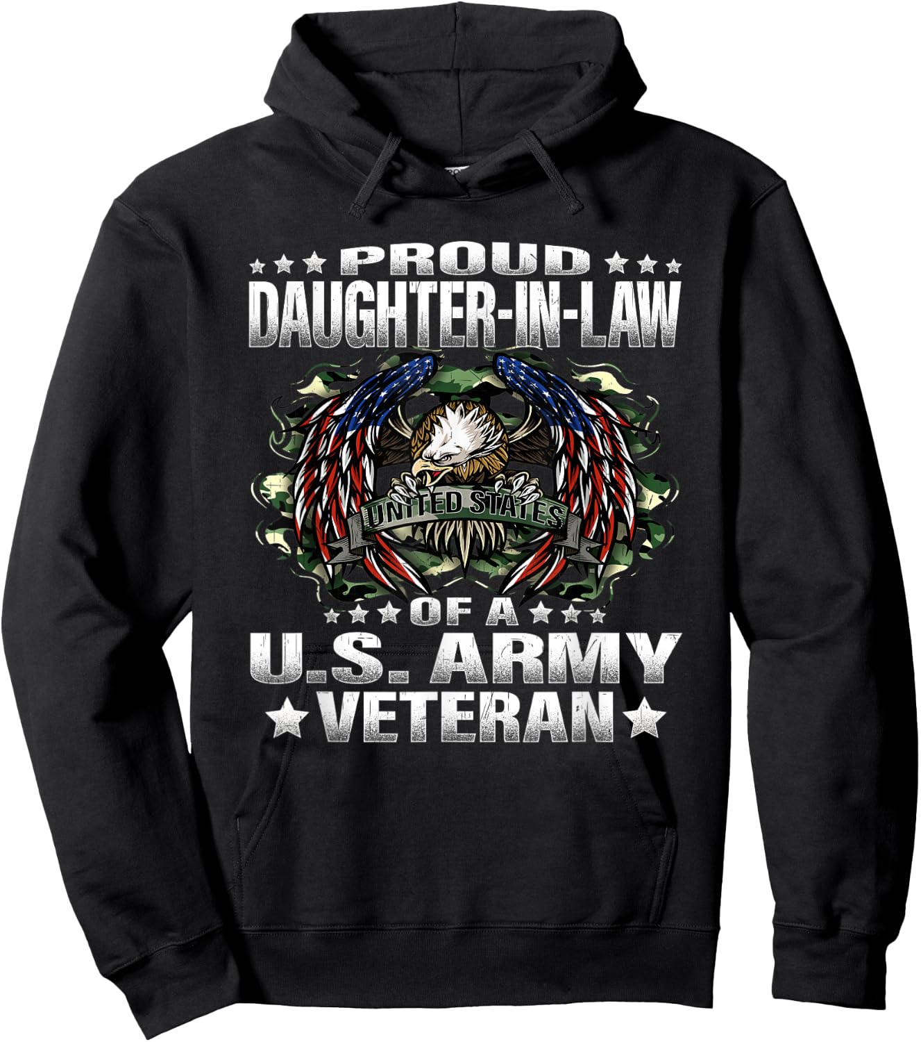 Proud Daughter-In-Law Of A US Army Veteran Vet's Family Hoodie - Hoodie | Black