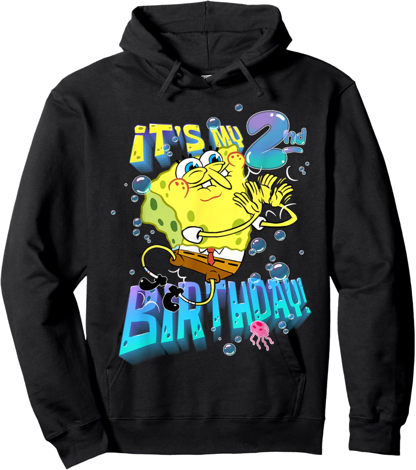 Spongebob It's My 2nd Birthday Boy Girl Kid B-Day Spongebob Hoodie - Hoodie | Black