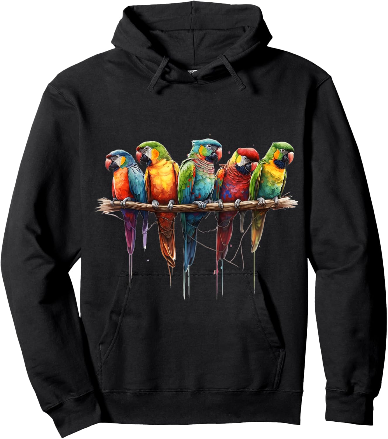 Parrots Watercolour Exotic Tropical Bird Nature Colourful Hoodie - Hoodie | Black
