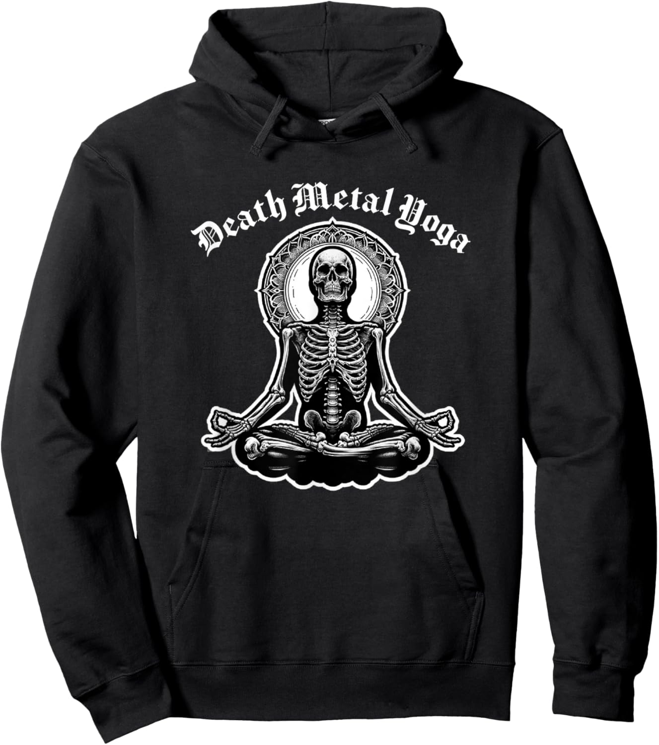 Death Metal Yoga Gothic Skeletal Pose Ironic Wellness Hoodie - Hoodie | Black