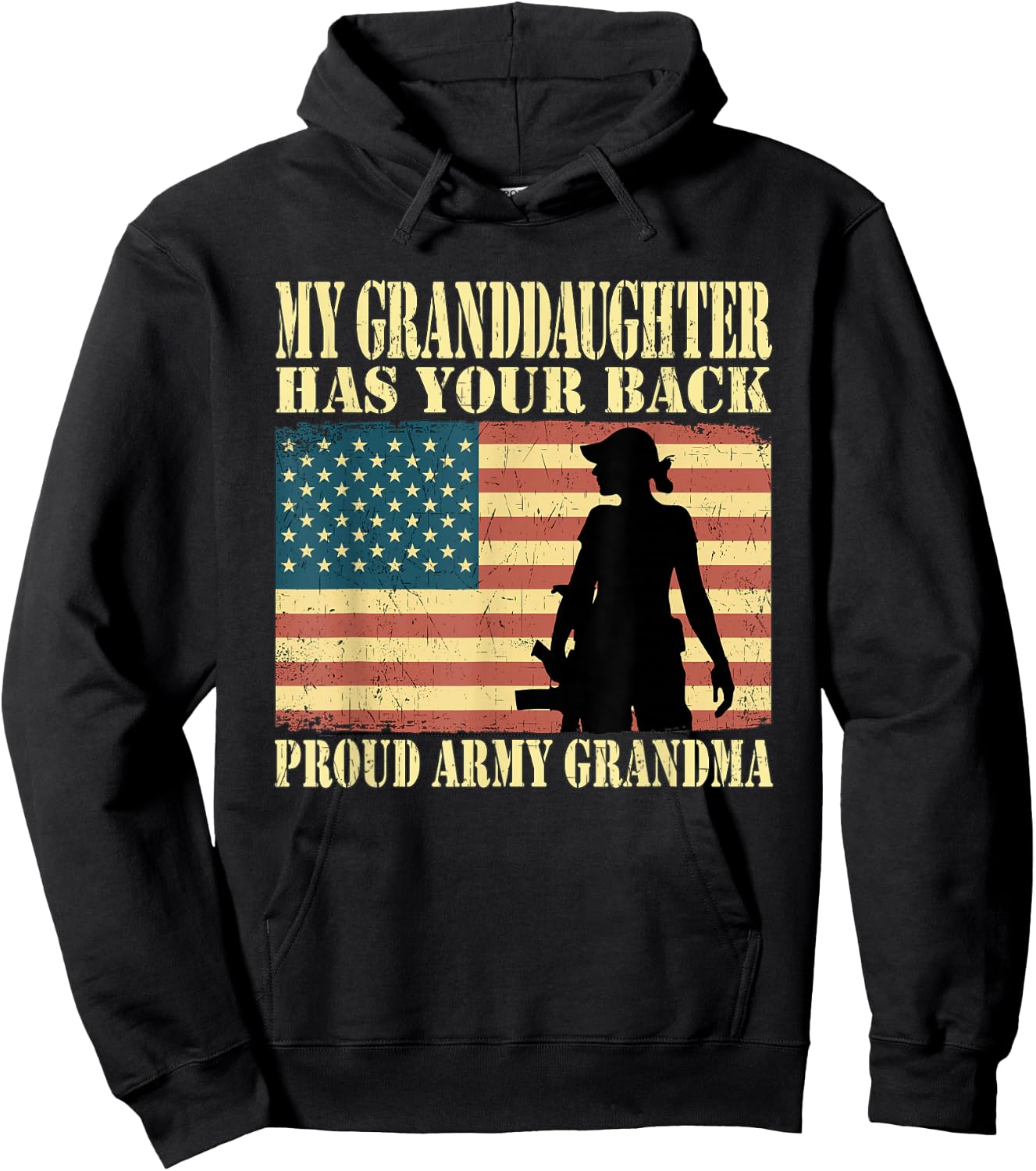 My Granddaughter Has Your Back - Proud Army Grandma Military Hoodie - Hoodie | Black