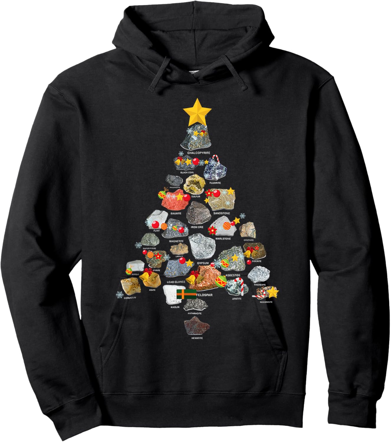 Ores Minerals Gems Rocks collecting Christmas Tree Geology Hoodie - Hoodie | Black