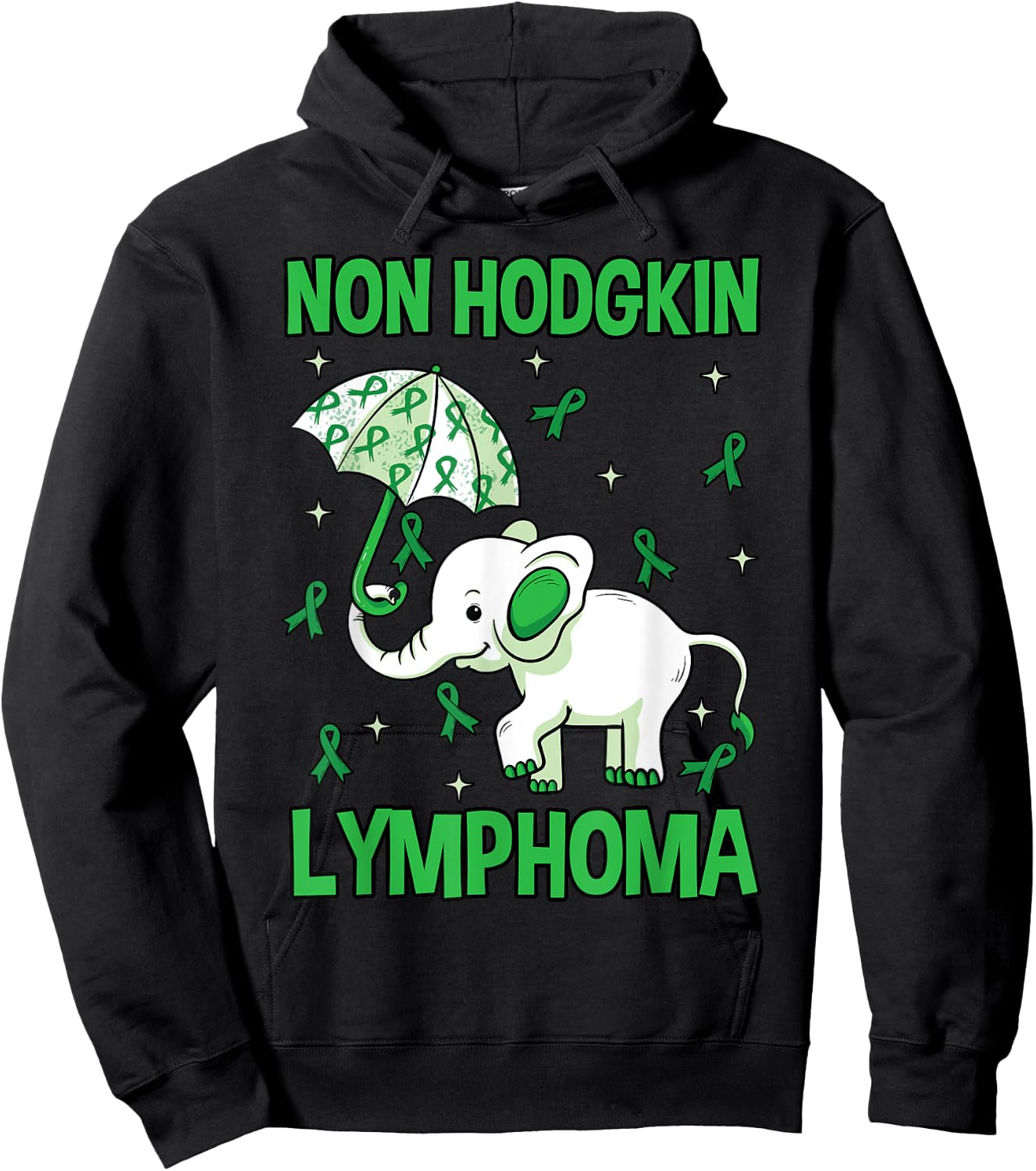 Elephant Non-Hodgkins Lymphoma Lymphocytes Green Gift Hoodie - Hoodie | Black