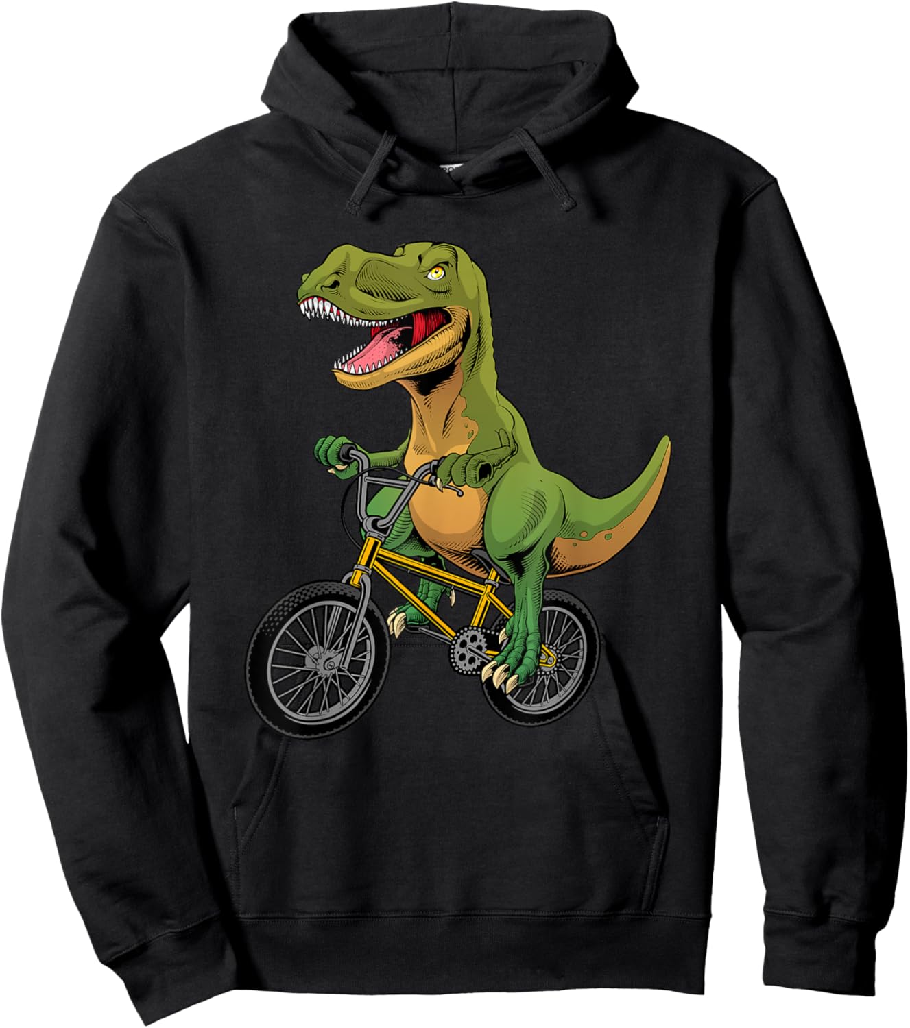 Cool BMX Boys Kids Bike Rider T Rex Dinosaur Bicycle Hoodie - Hoodie | Black