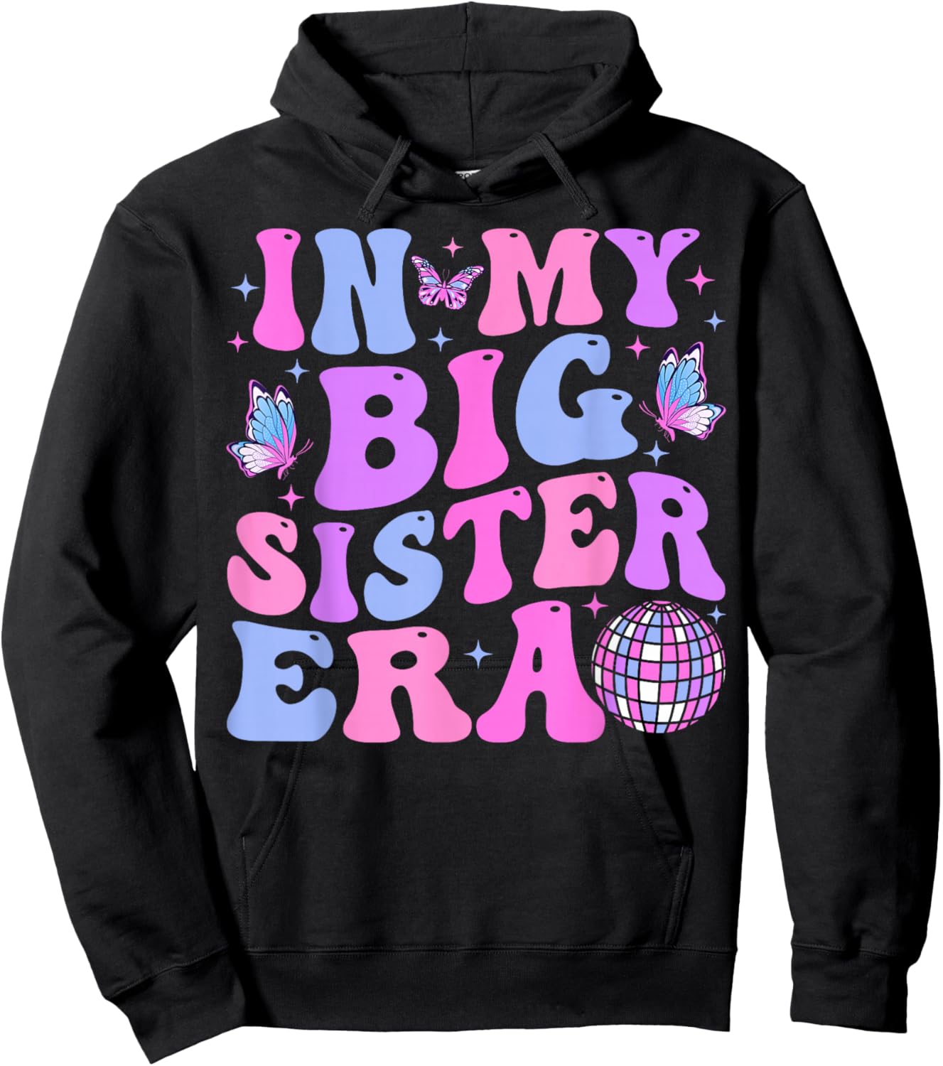 Groovy In My Big Sister Era Hoodie - Hoodie | Black