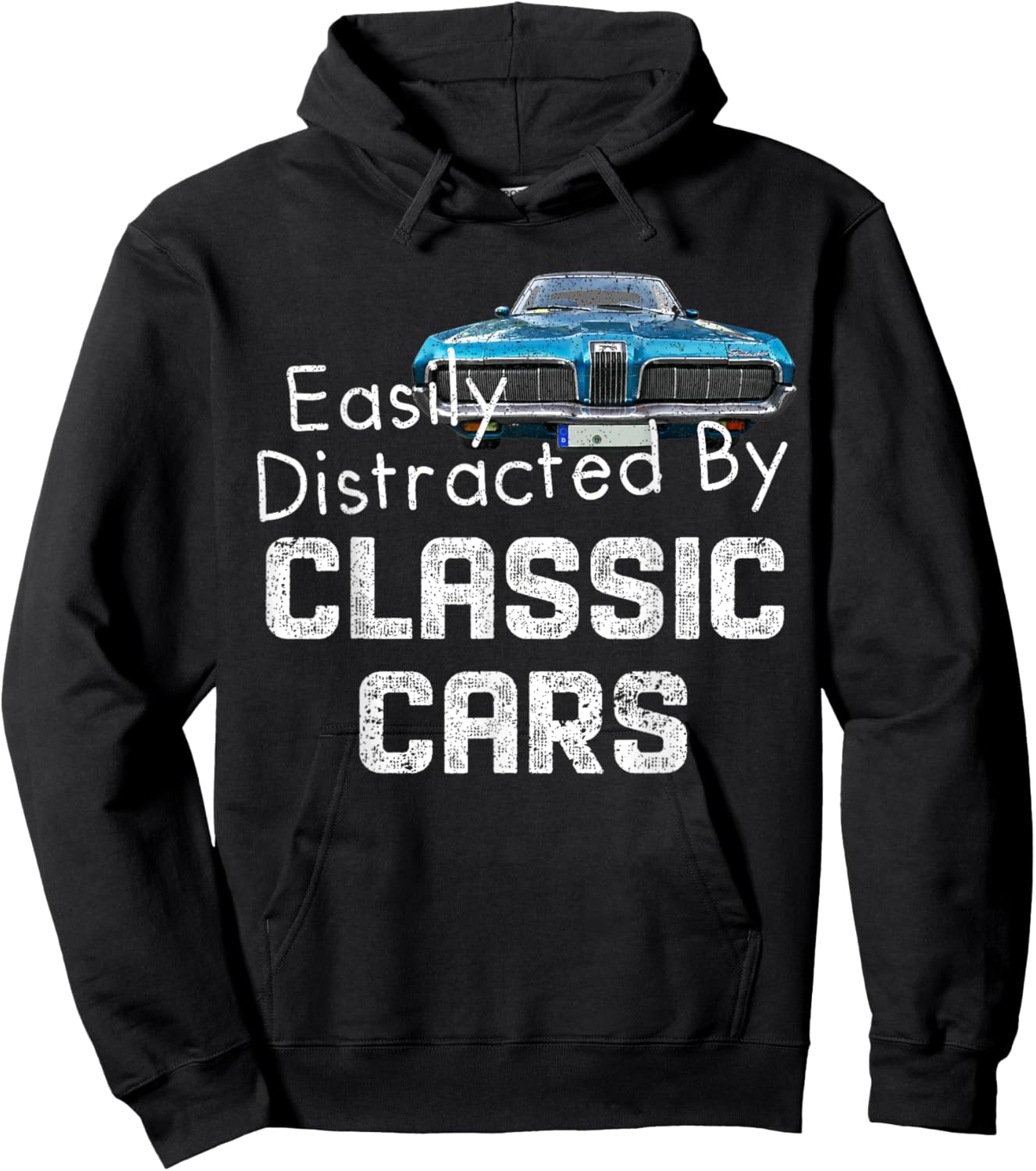 1968 68 Mercury Cougar easily distracted by classic car Hoodie - Hoodie | Black