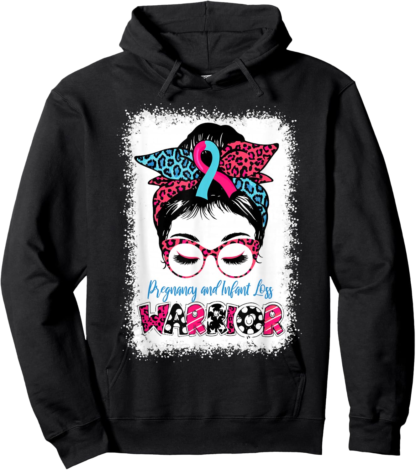 Pregnancy and Infant Loss Awareness Women Messy Bun Warrior Hoodie - Hoodie | Black