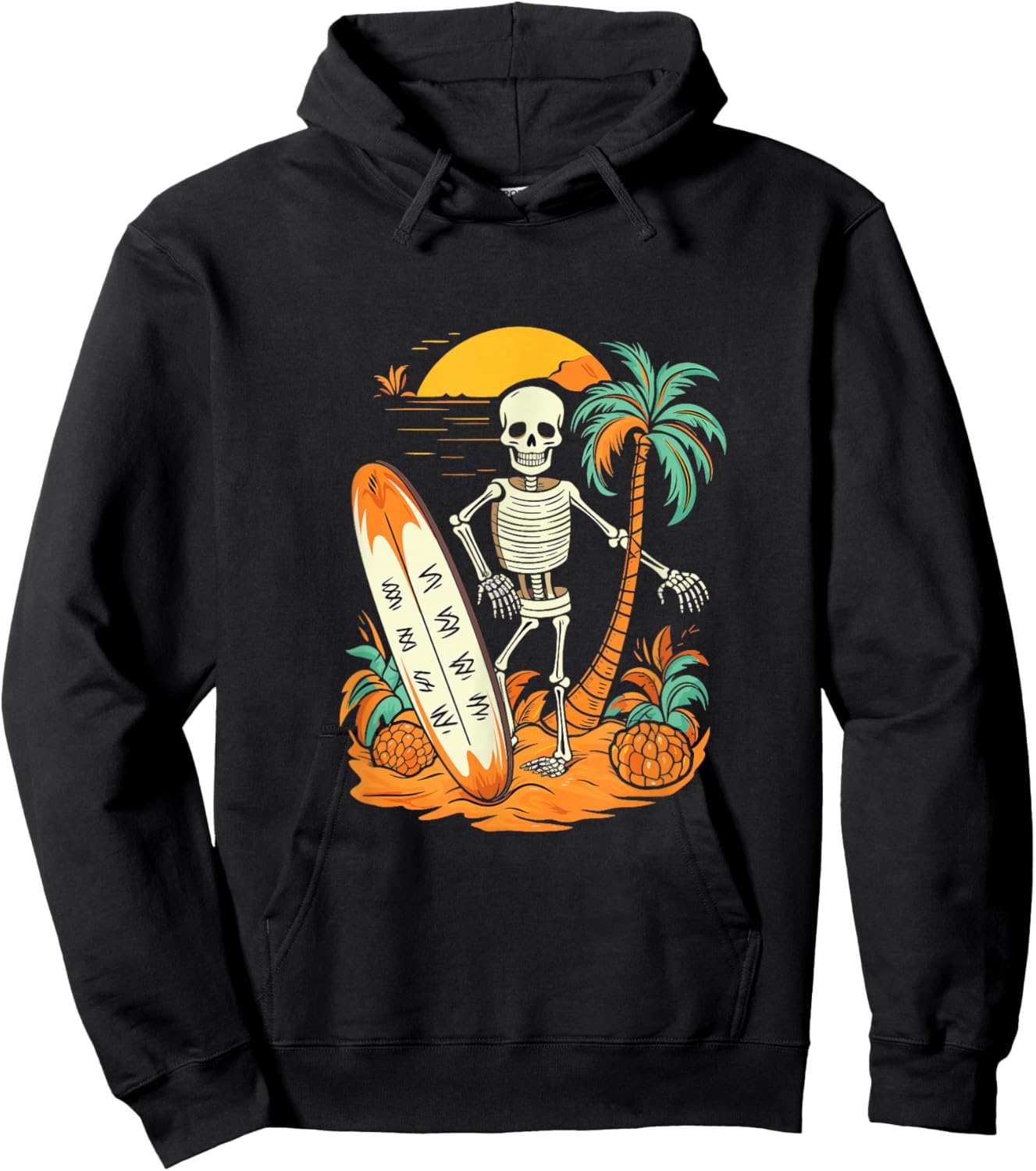 Skeleton Surfing Halloween Hawaii Hawaiian Men Women Surfer Hoodie - Hoodie | Black