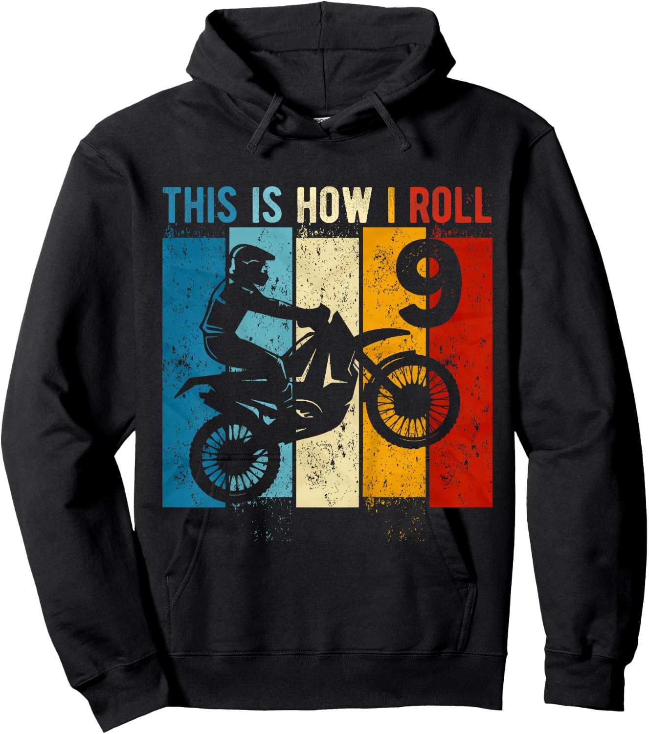 Kids 9 Year Old Birthday Boy Motocross 9th Birthday Dirt Bike Hoodie - Hoodie | Black