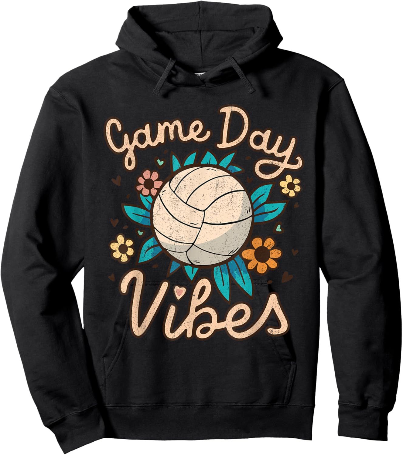 Volleyball Mom Game Day Vibes Girls Teens Hoodie - Hoodie | Black
