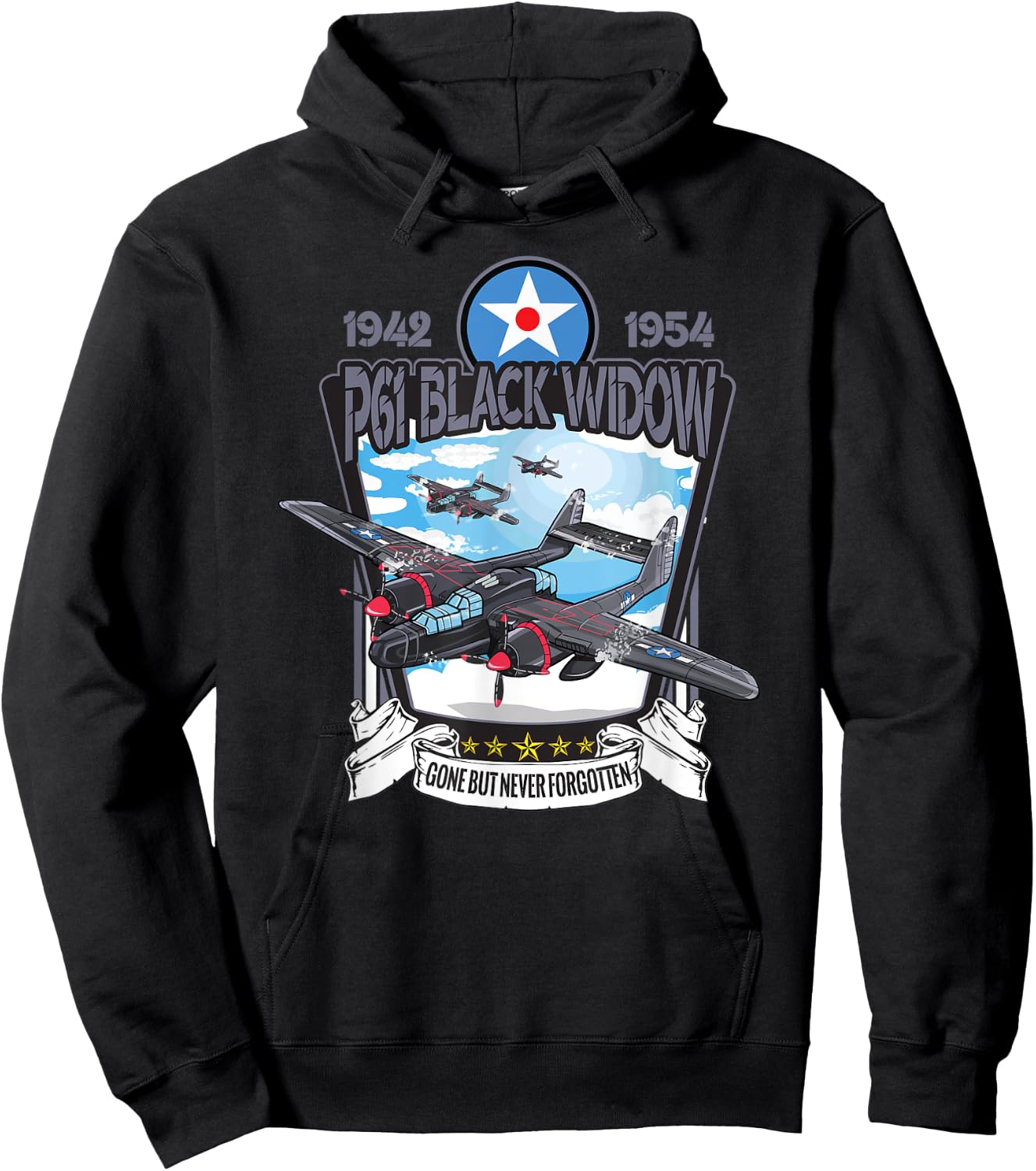 World War 2 P61 Black Widow Fighter Airplane Hoodie - Hoodie | Black