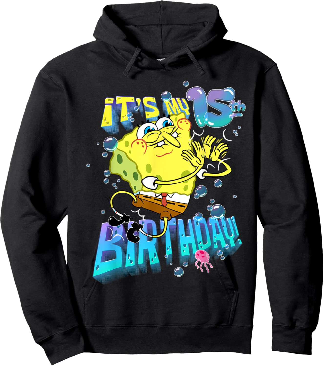 Spongebob It's My 15th Birthday Boy Girl Teen BDay Spongebob Hoodie - Hoodie | Black