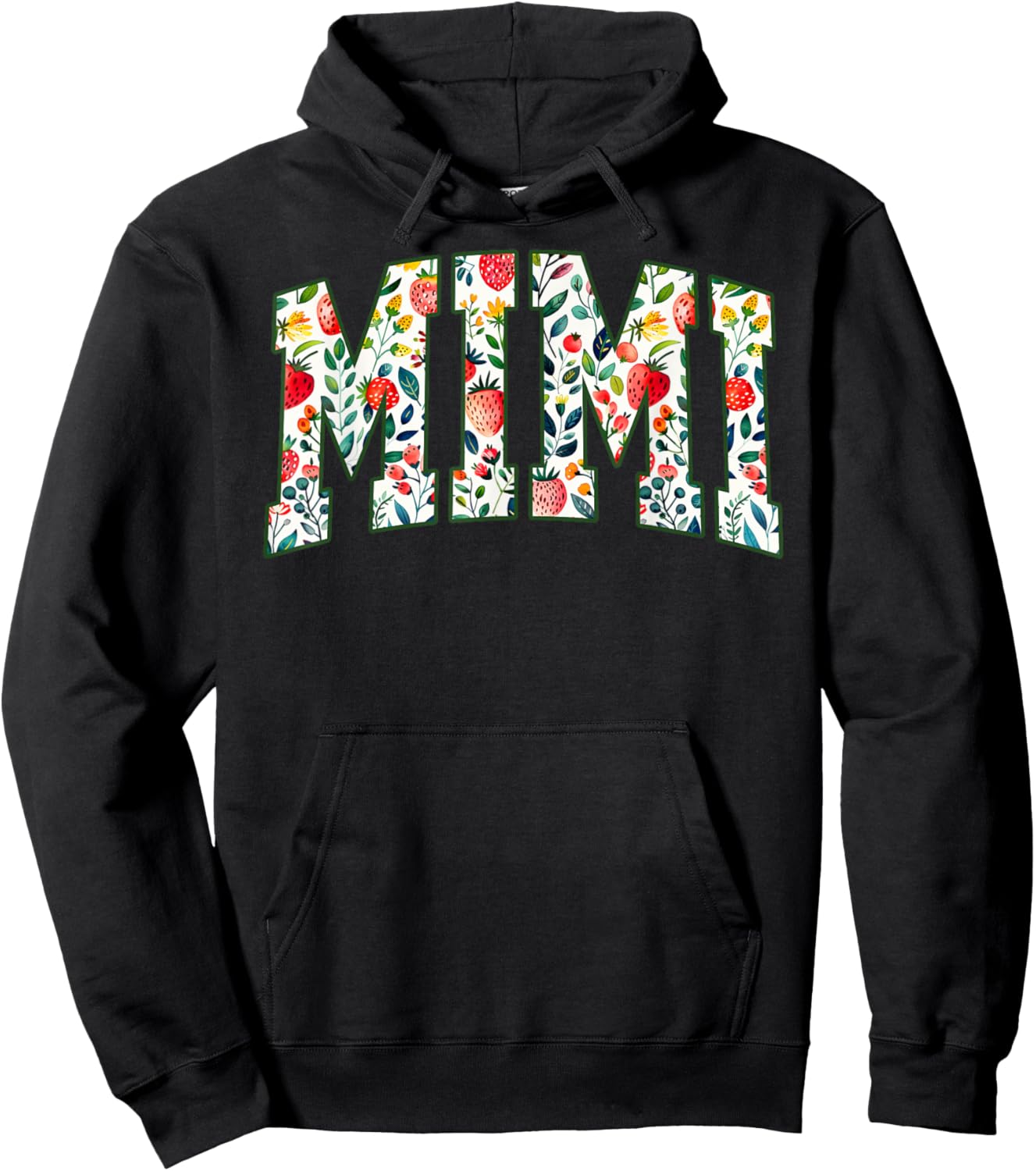 Floral Strawberry Mimi Christmas Grandma To Be Mothers Day Hoodie - Hoodie | Black
