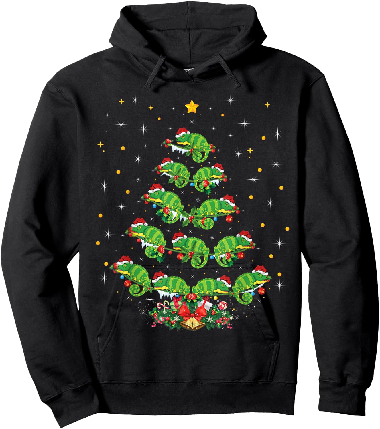 Chameleon Animal Lover Xmas Gift Chameleon Christmas Tree Hoodie - Hoodie | Black