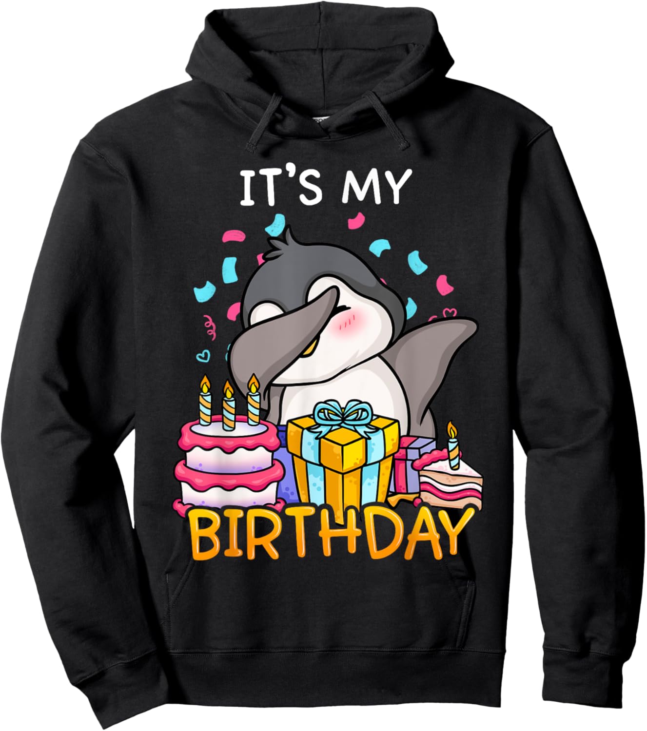 Its My Birthday Funny Dabbing Cute Penguin Dance Seabird Hoodie - Hoodie | Black