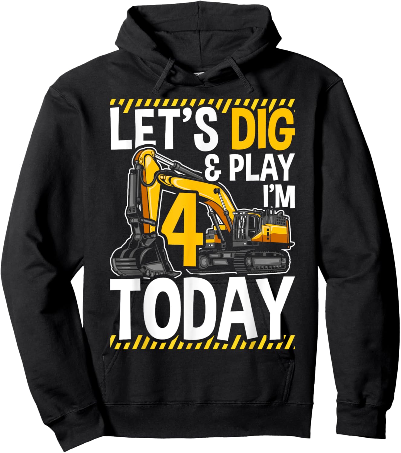 Birthday Boy 4 Construction 4th Birthday Excavator Birthday Hoodie - Hoodie | Black