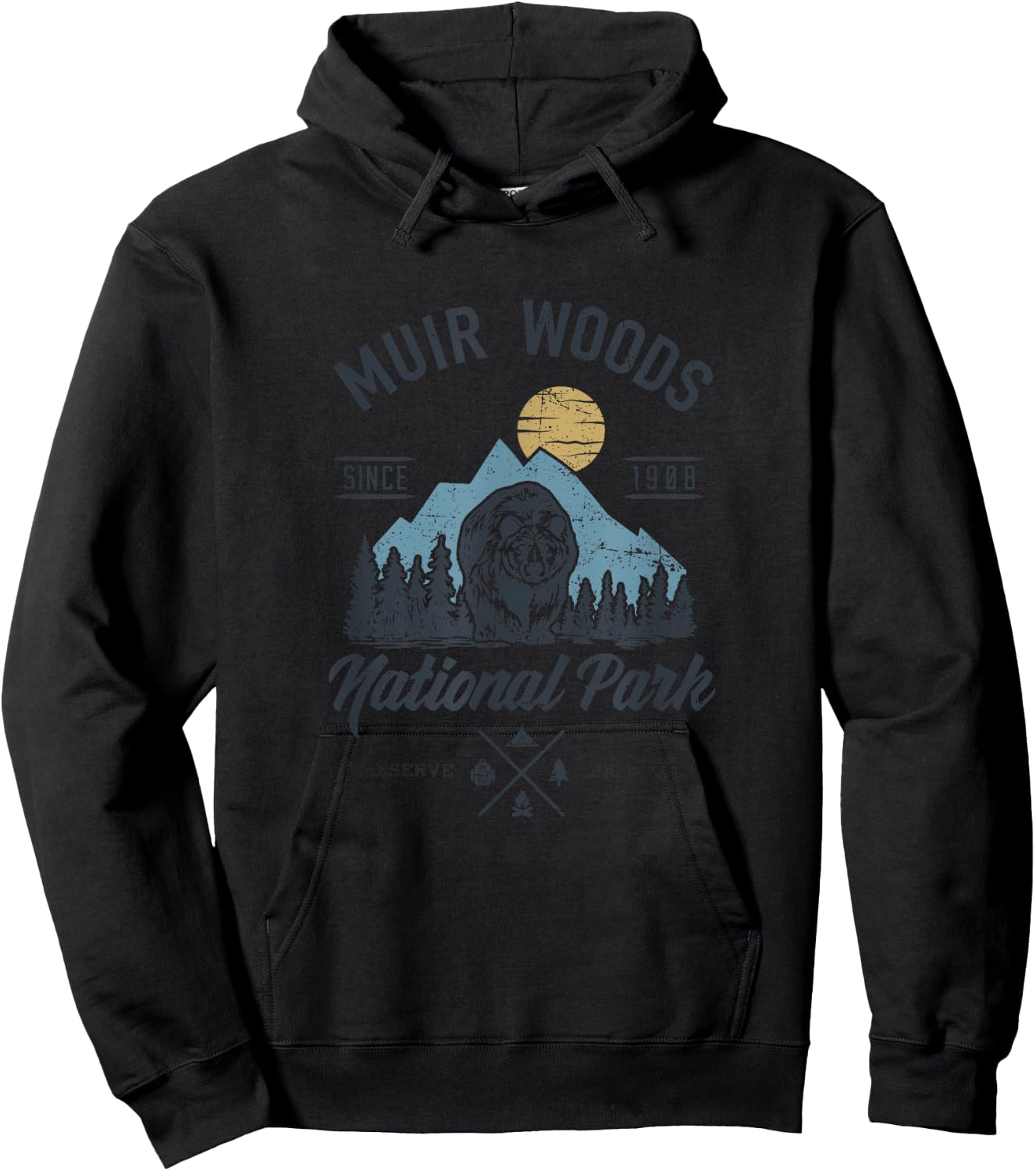 Vintage Muir Woods National Park Hiking Camping Shirt Hoodie - Hoodie | Black