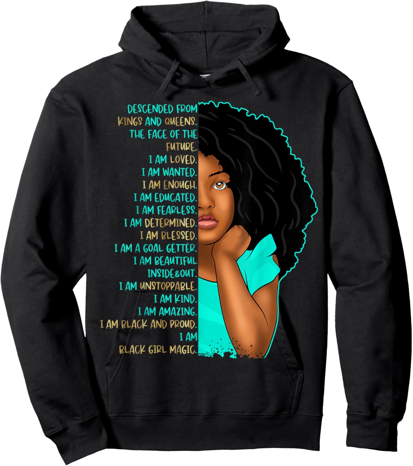 Girls Black Pride Self Care Black Girl Affirmations Kids Hoodie - Hoodie | Black