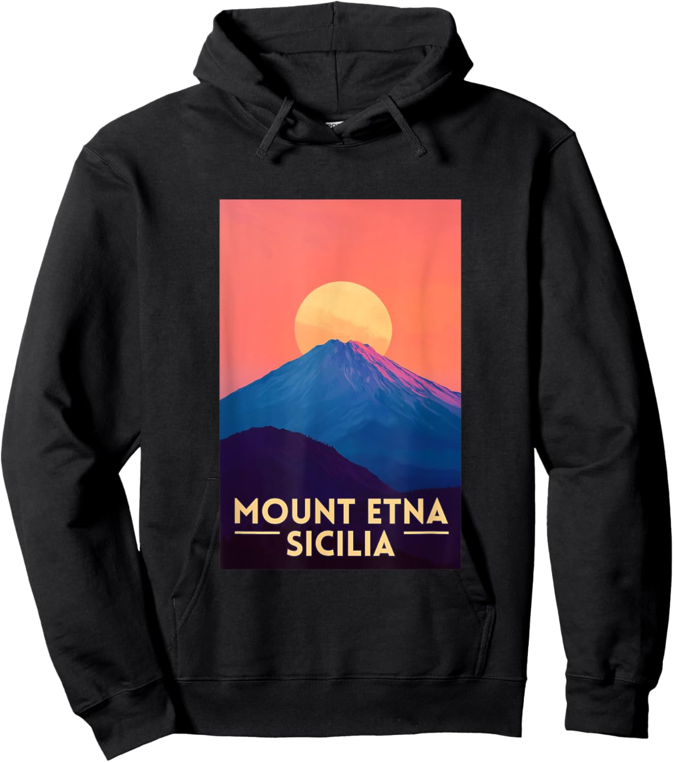 Mount Etna Retro Sicily Italy Souvenir Hoodie - Hoodie | Black