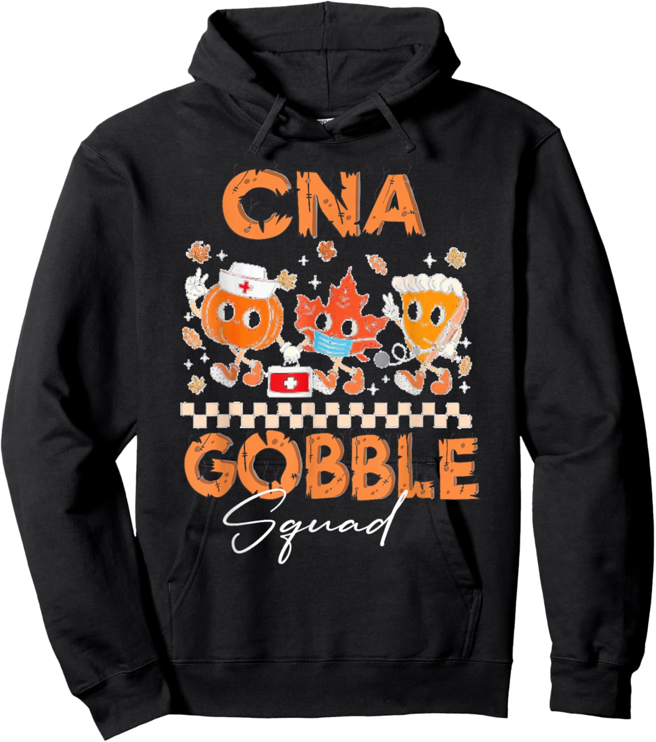 CNA Gobble Squad Nurse Holiday Nursing Scrub Tops Women Hoodie - Hoodie | Black