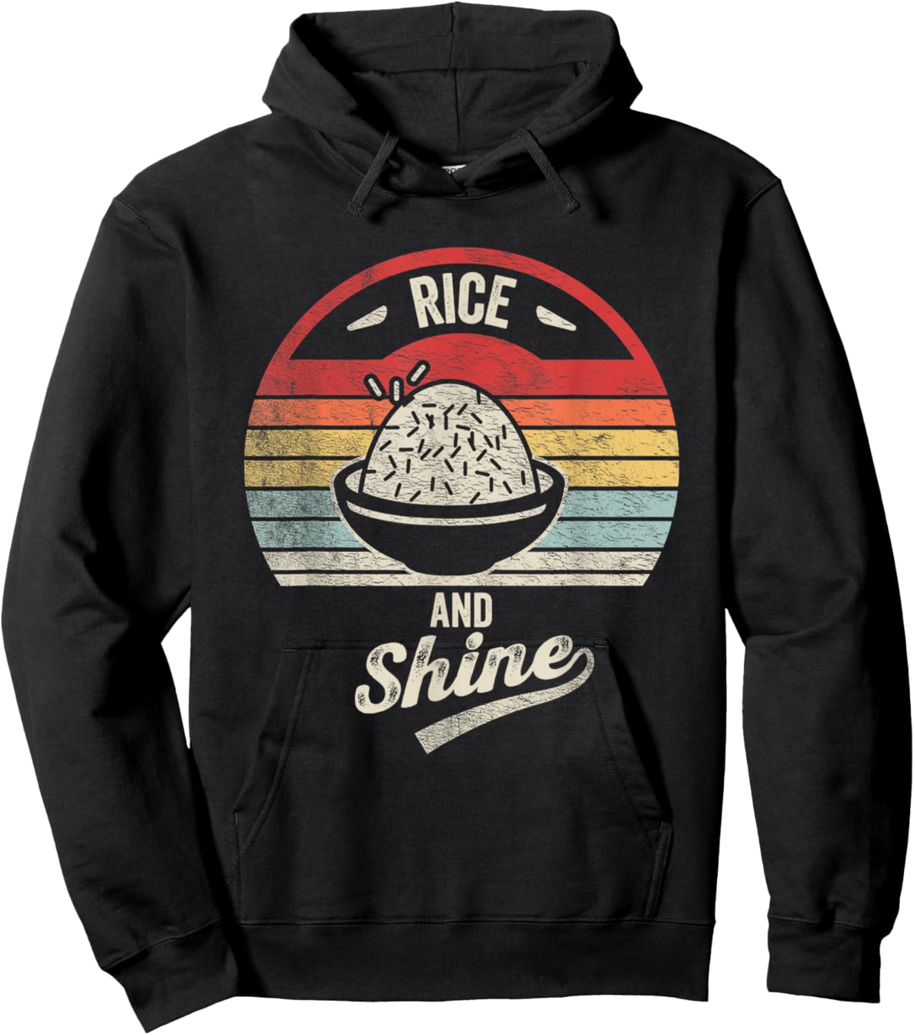 Retro Vintage Rice And Shine Sun Asian Foodie Rice Cooker Hoodie - Hoodie | Black