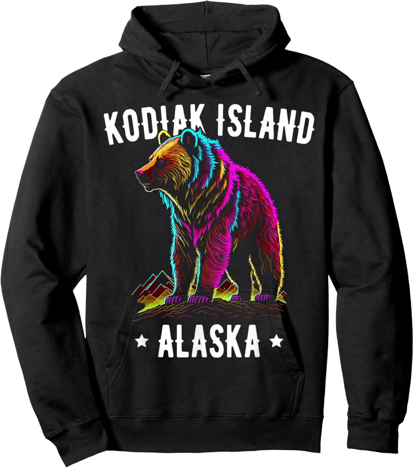 Kodiak Island Alaska USA Grizzly Bear Design Hoodie - Hoodie | Black