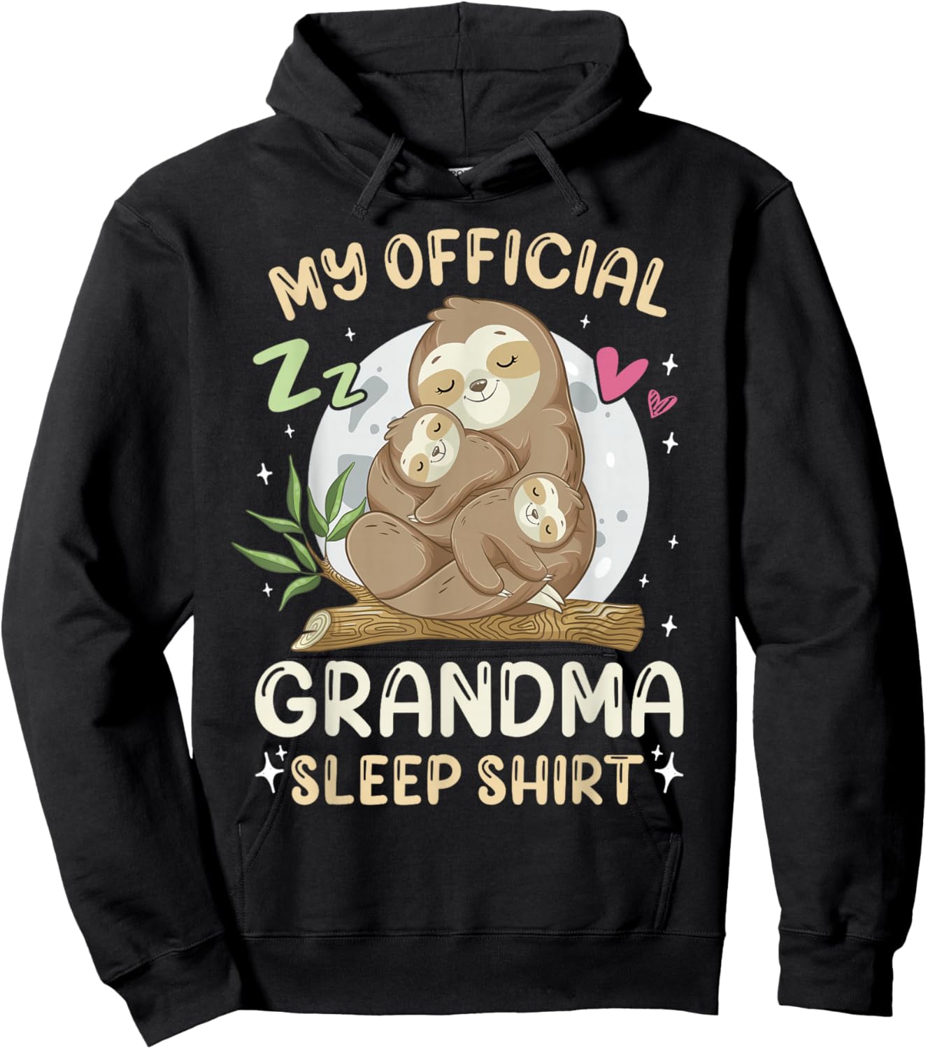 Official Grandma Sleep Shirt, Mother's Day Sloths Family Hoodie - Hoodie | Black