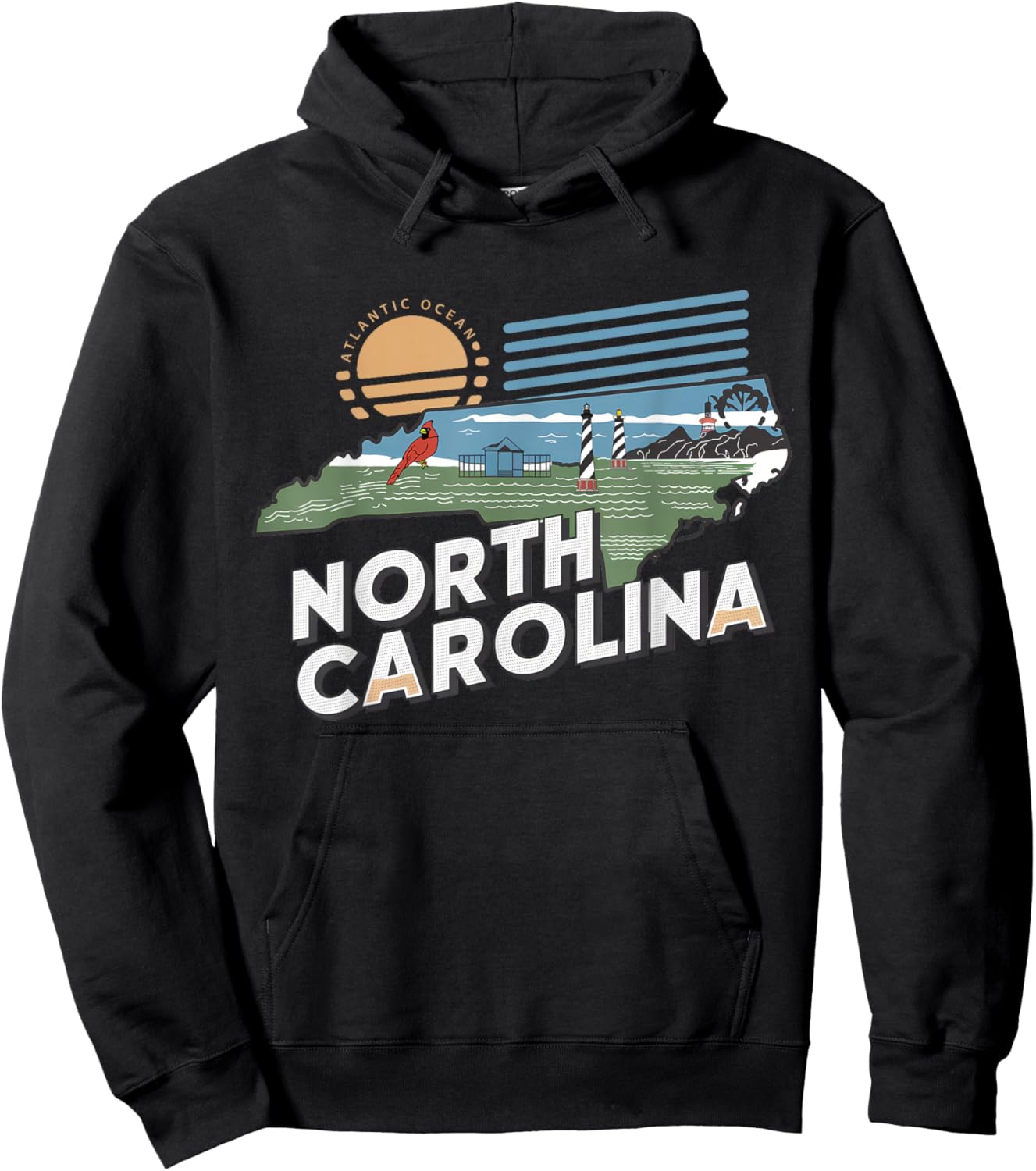 North Carolina State of North Carolina Retro North Carolina Hoodie - Hoodie | Black