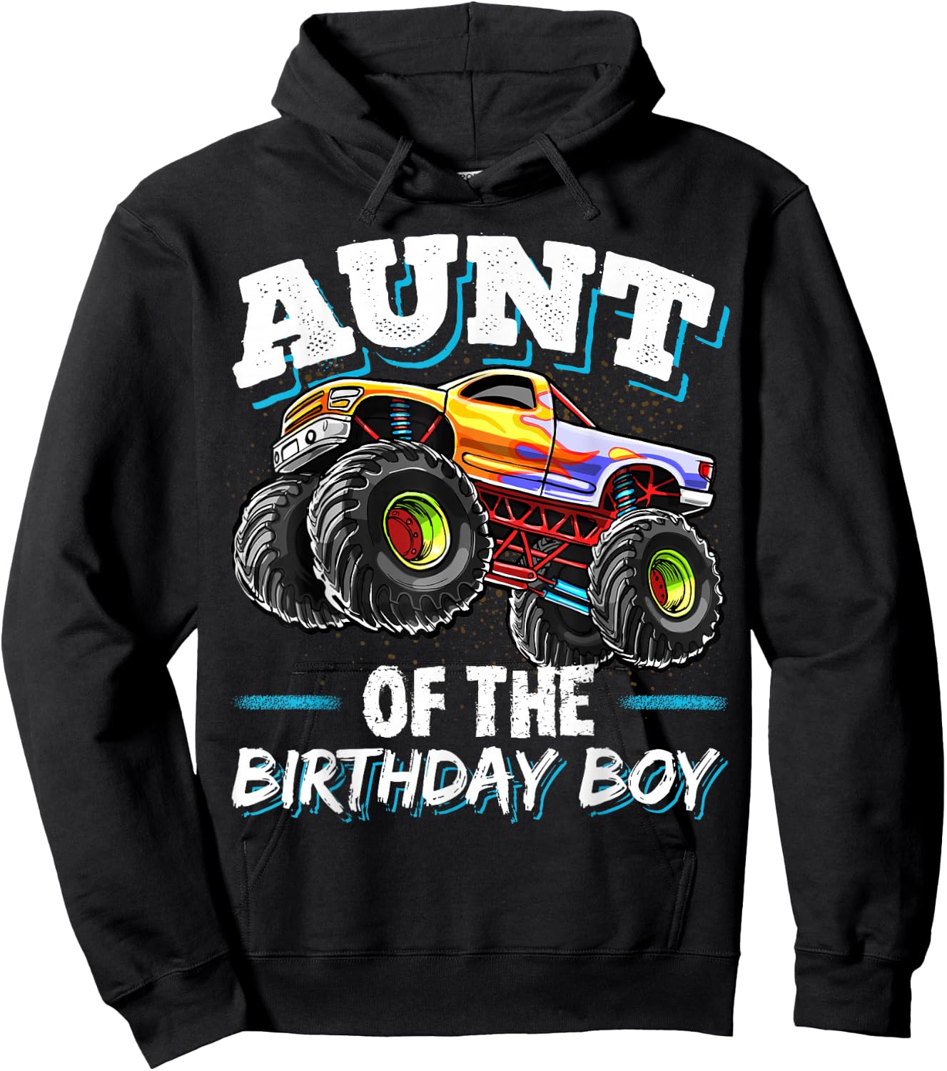 Aunt of the Birthday Boy Monster Truck Birthday Party Hoodie - Hoodie | Black