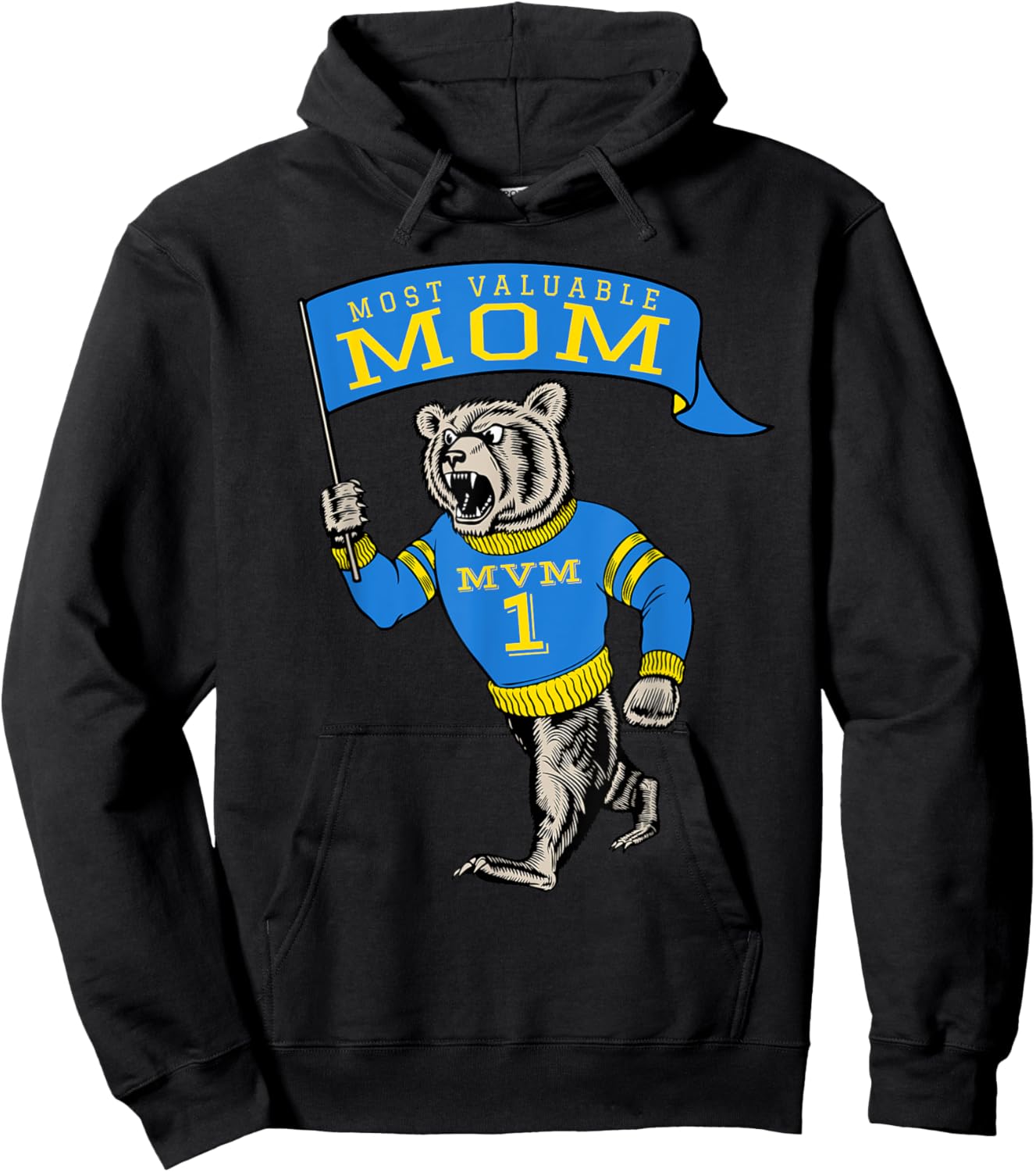 Cute Mom Most Valuable Number 1 Funny Saying Hoodie - Hoodie | Black
