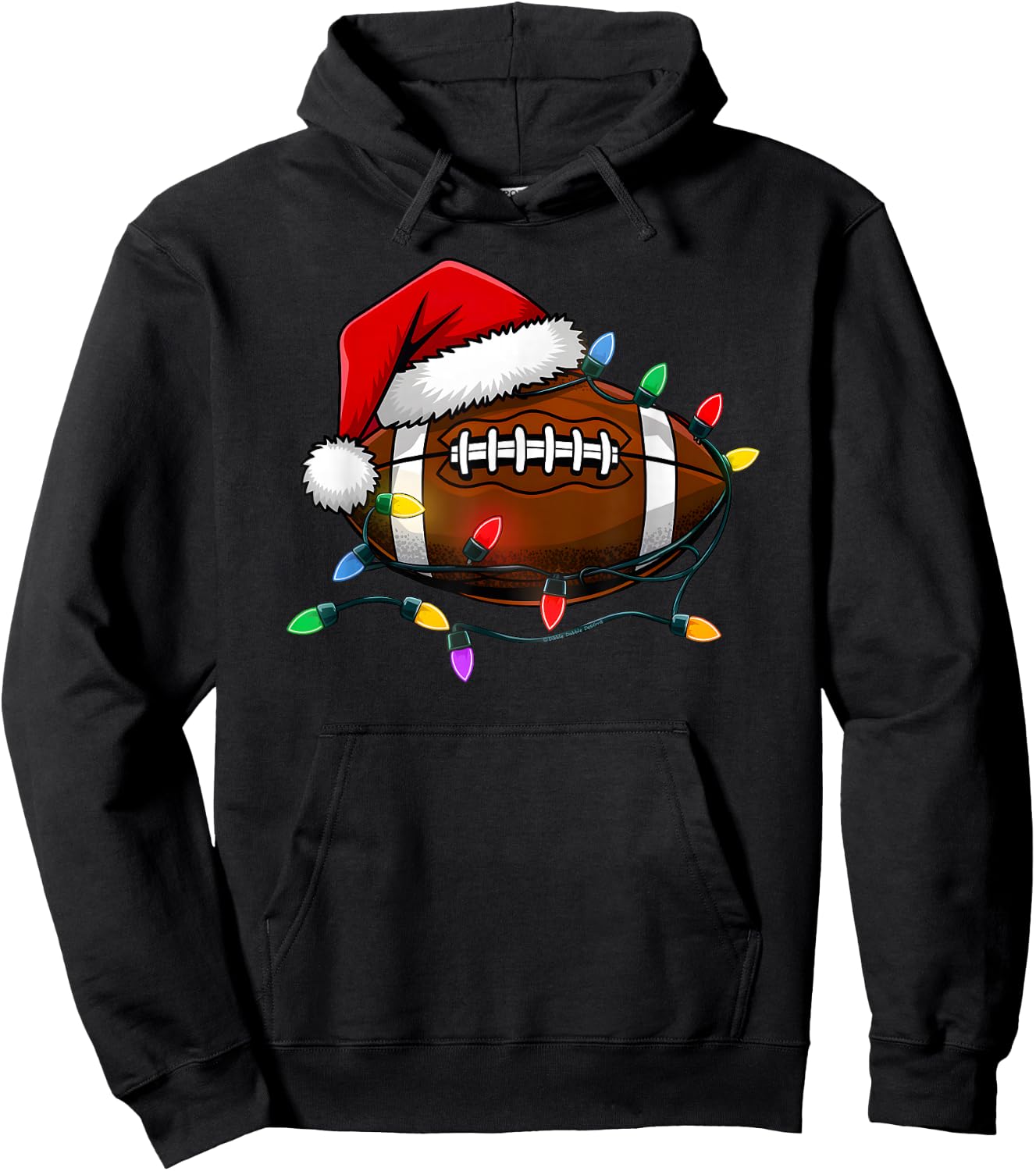 Christmas Football with Santa Hat Christmas Football Player Hoodie - Hoodie | Black