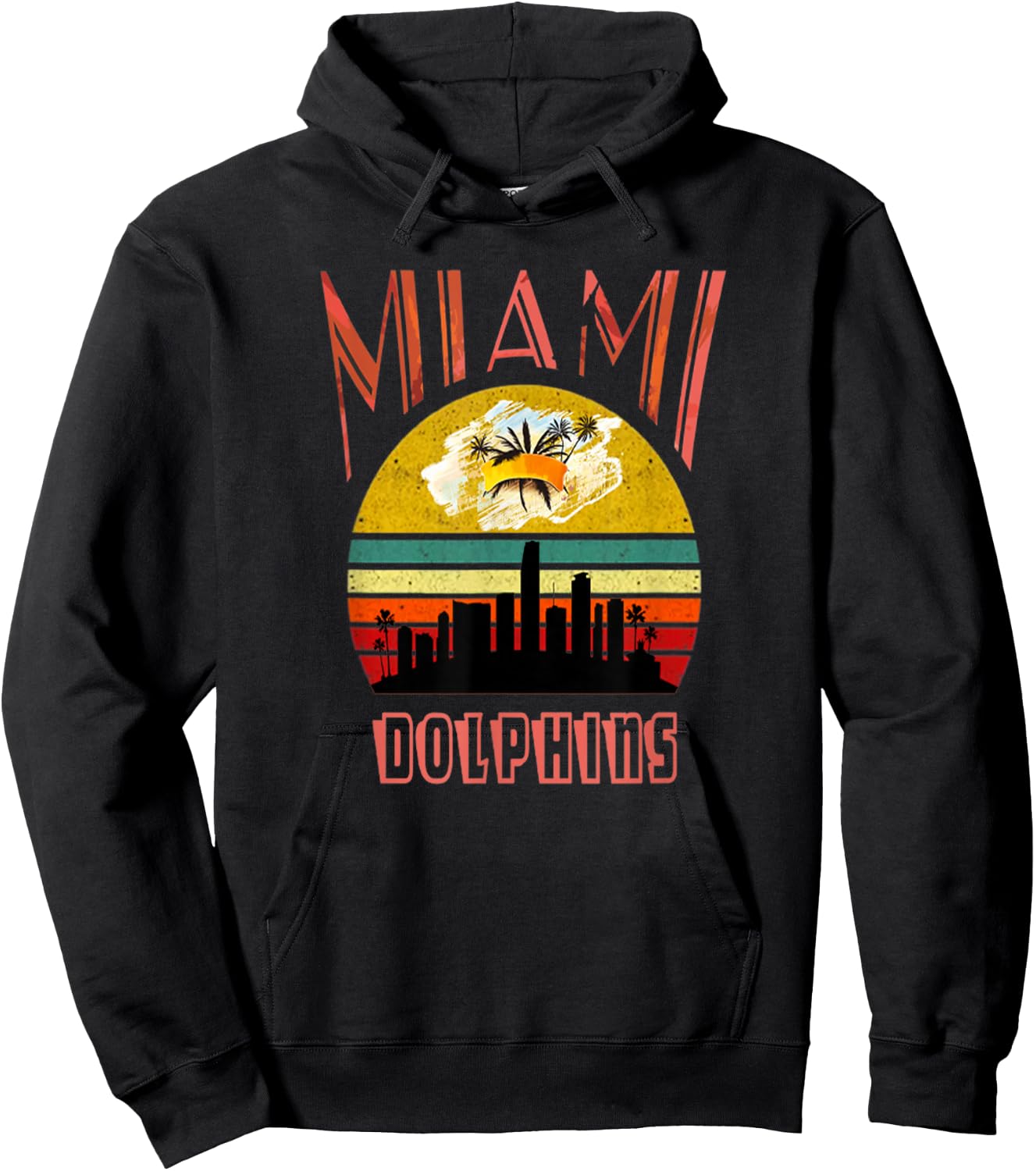 Retro Miami Vintage Dolphin Shirt Miami Area Dolphin Hoodie - Hoodie | Black