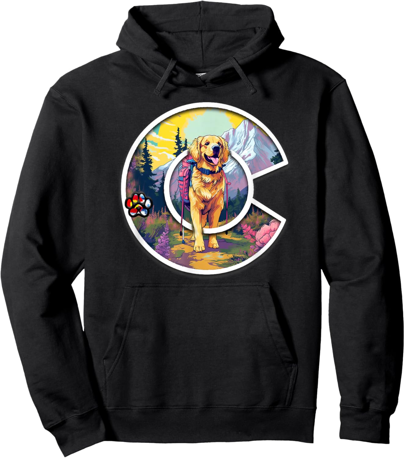 Colorado Golden Retriever - Cute Dog - Rocky Mountains Women Kids Hoodie - Hoodie | Black