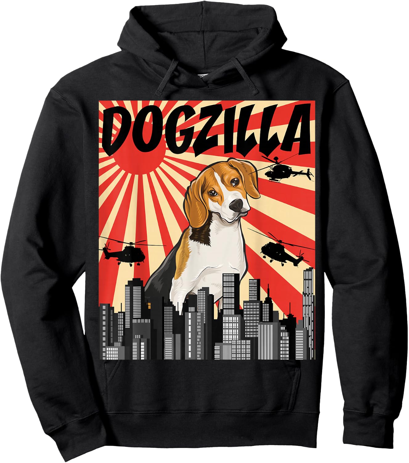 Funny Retro Japanese Dogzilla Beagle Hoodie - Hoodie | Black