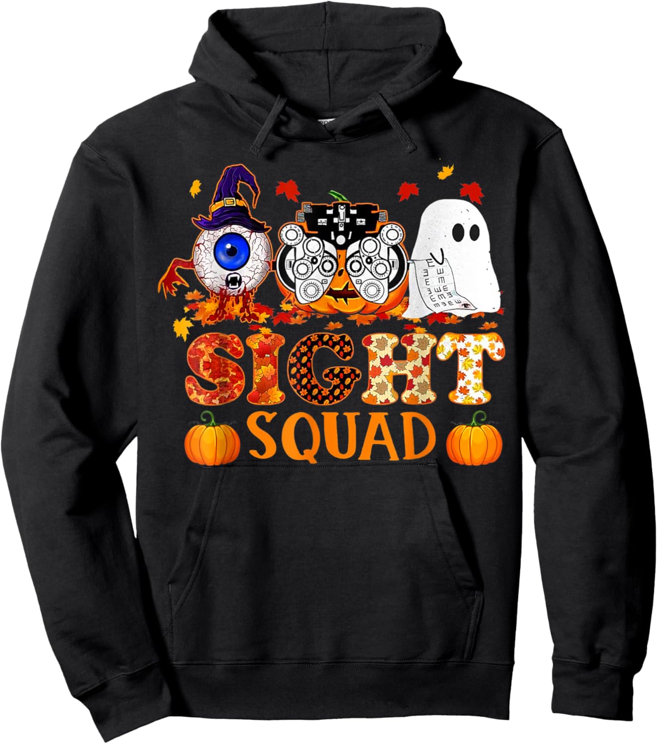 Optometrist Halloween Sight Squad Witch Pumpkin Optician Hoodie - Hoodie | Black