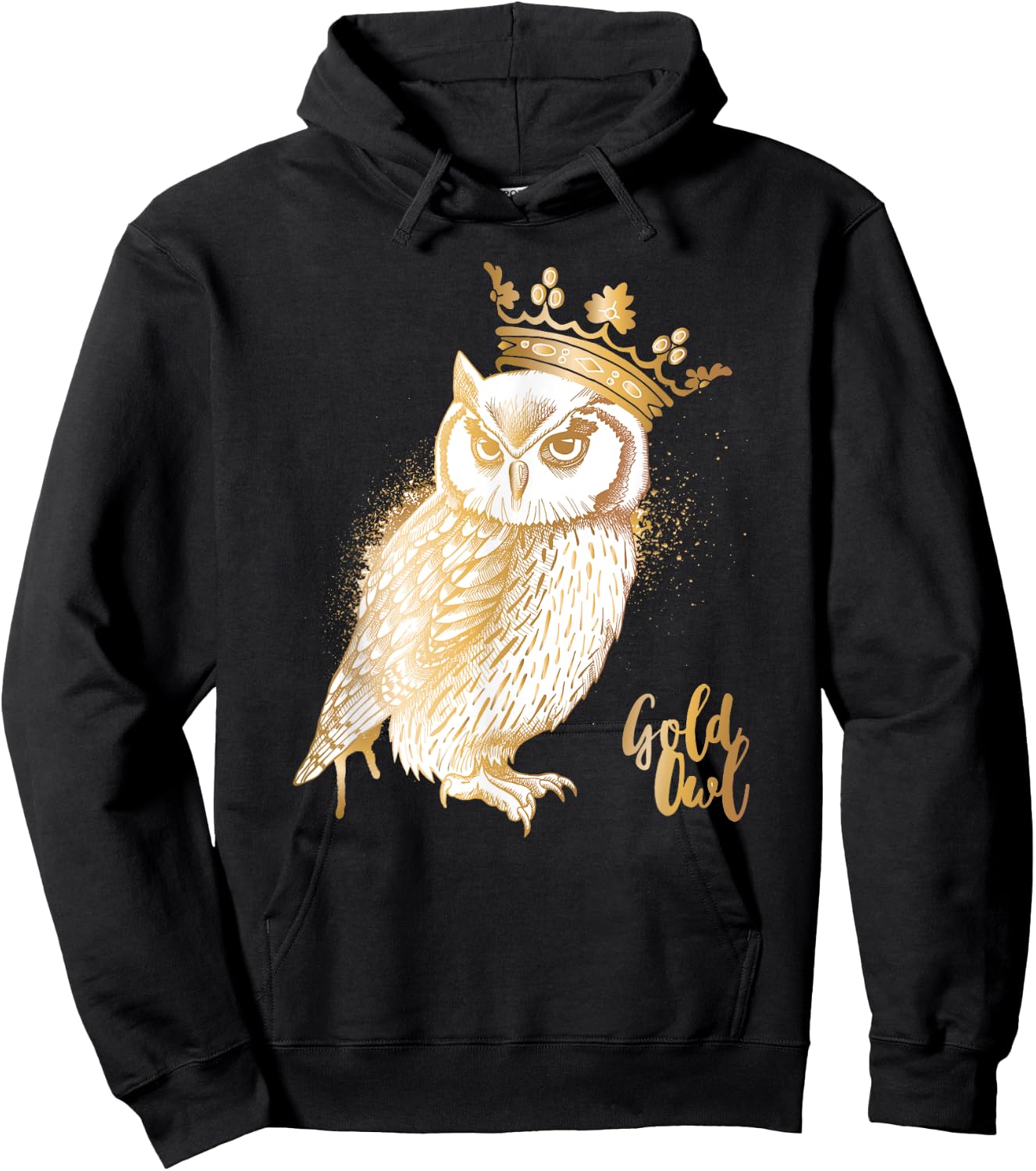 Crowned Golden Owl King Owl lovers Hoodie - Hoodie | Black