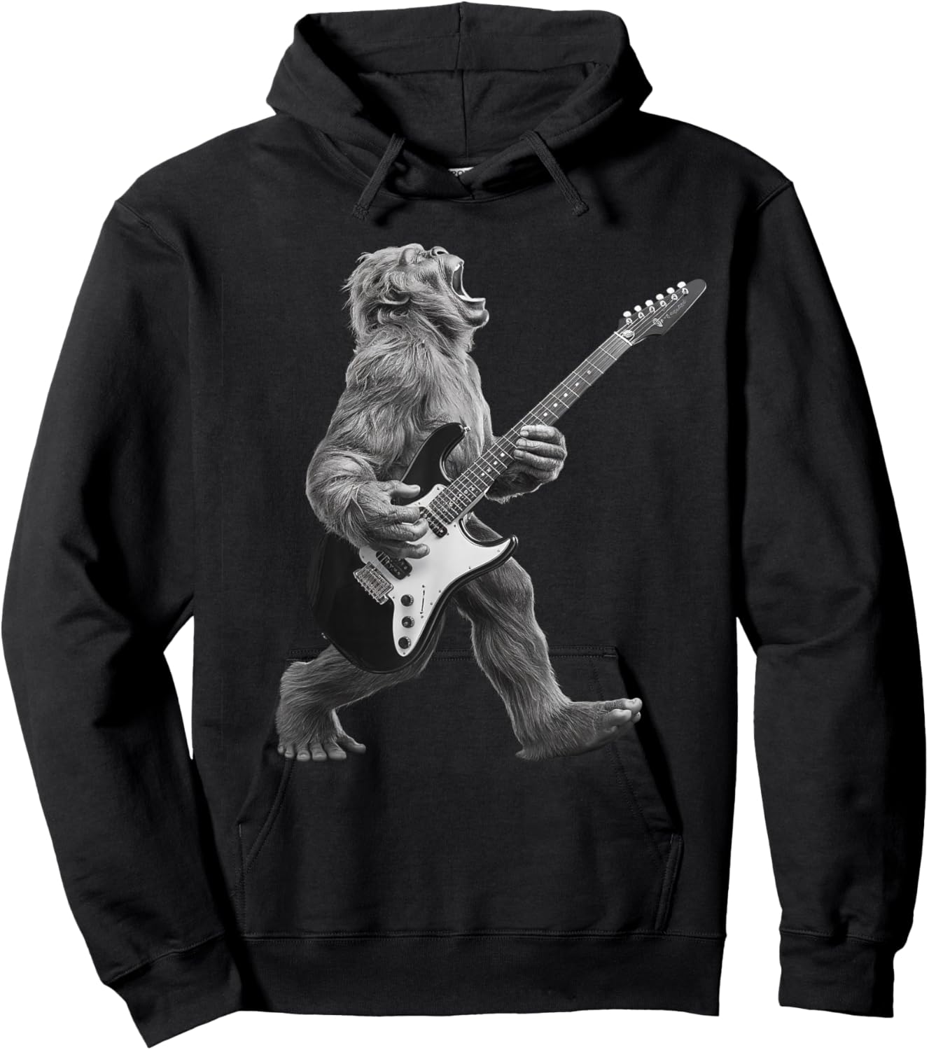 Bigfoot Playing Guitar Rock and Roll Gifts Women Kid Hoodie - Hoodie | Black