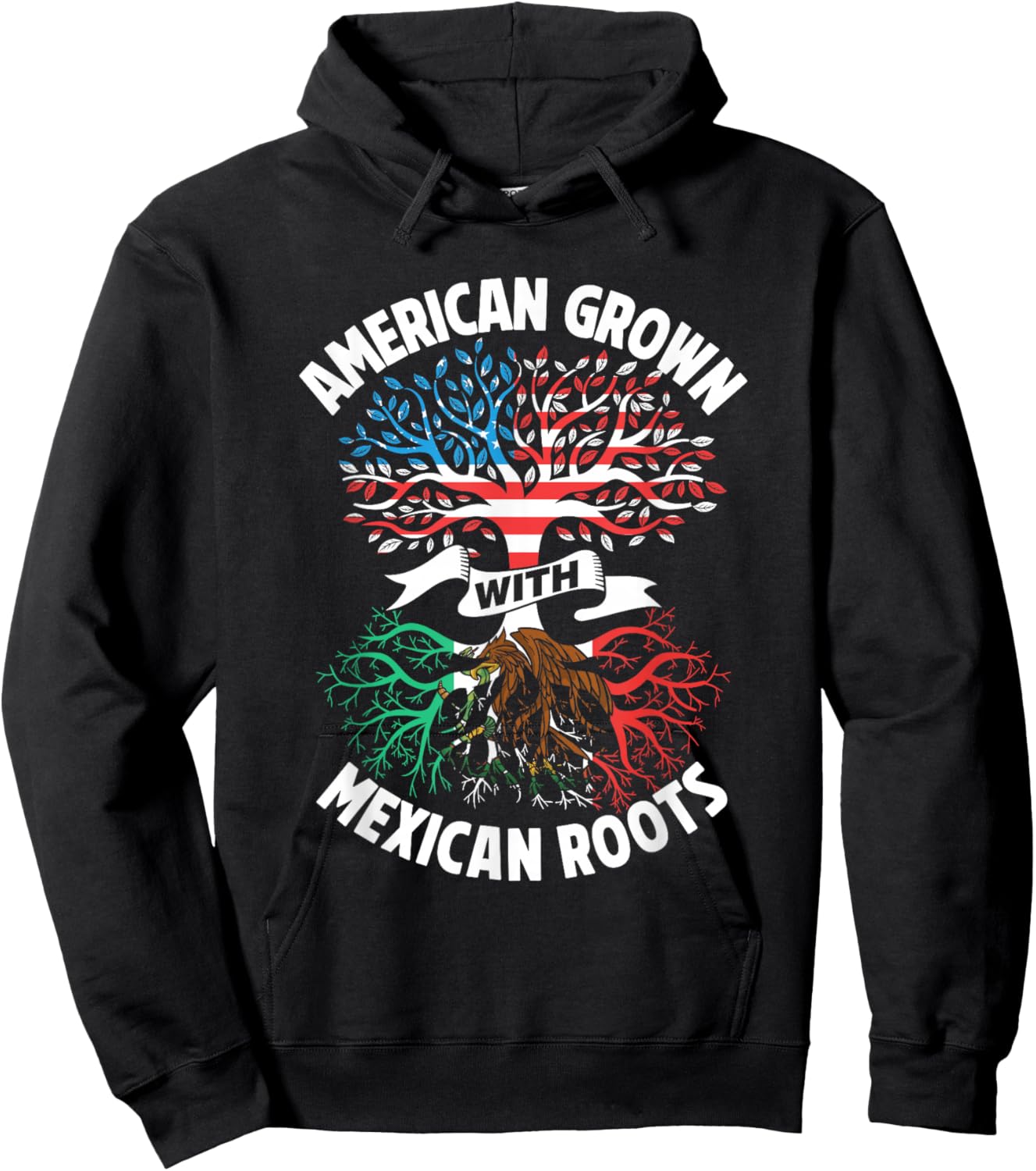 American Grown with Mexican Roots Mexico Us Mexican American Hoodie - Hoodie | Black