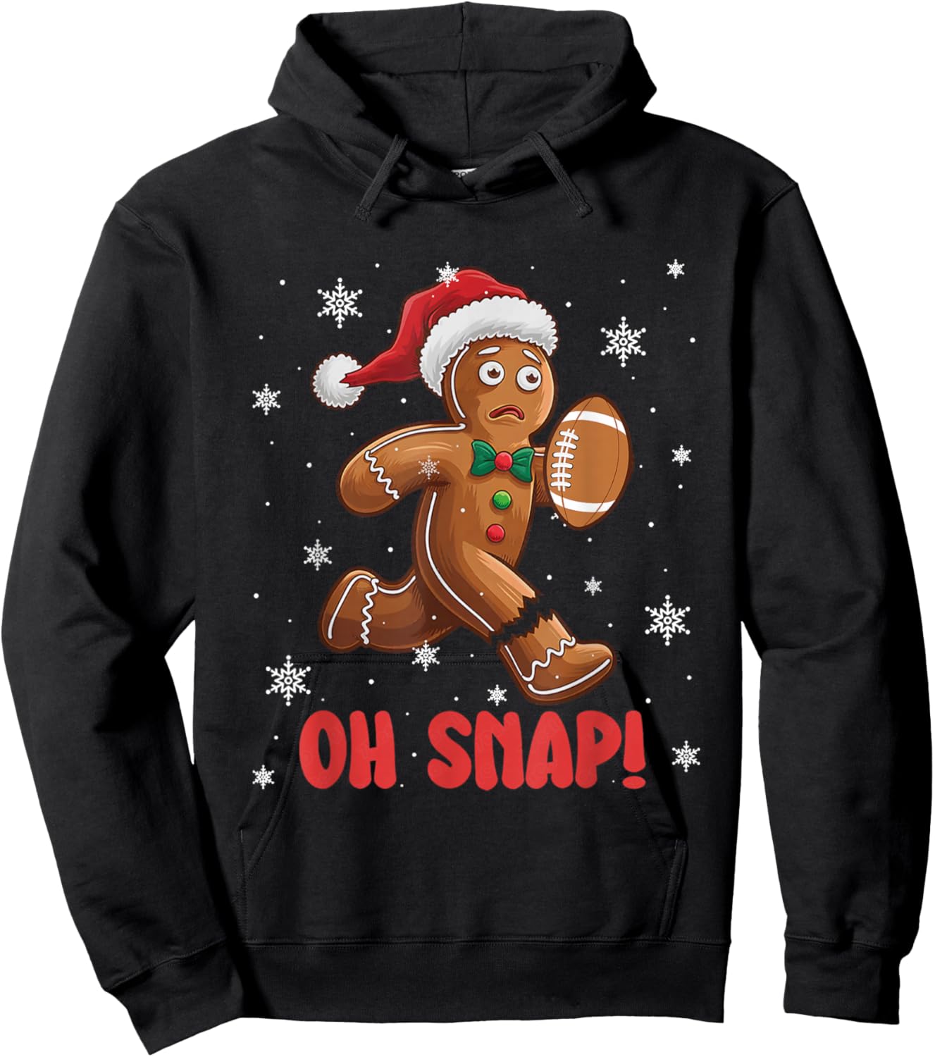 Oh Snap Gingerbread Man American Football Christmas Hoodie - Hoodie | Black