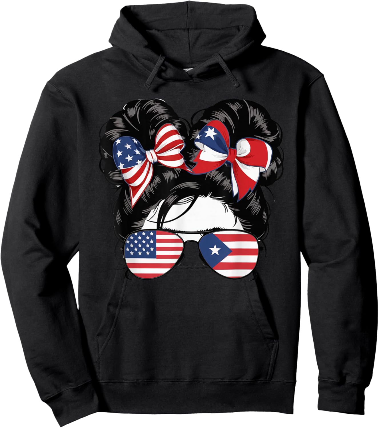 Half Puerto Rican Half American USA Flag Puerto Rico Hoodie - Hoodie | Black