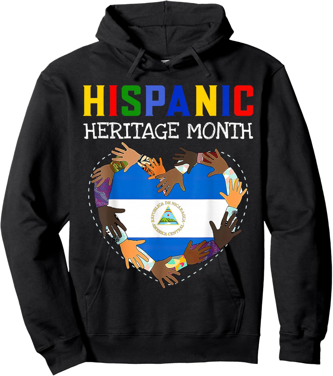 Hispanic Heritage Month Nicaragua Kids Boys Girls Hoodie - Hoodie | Black