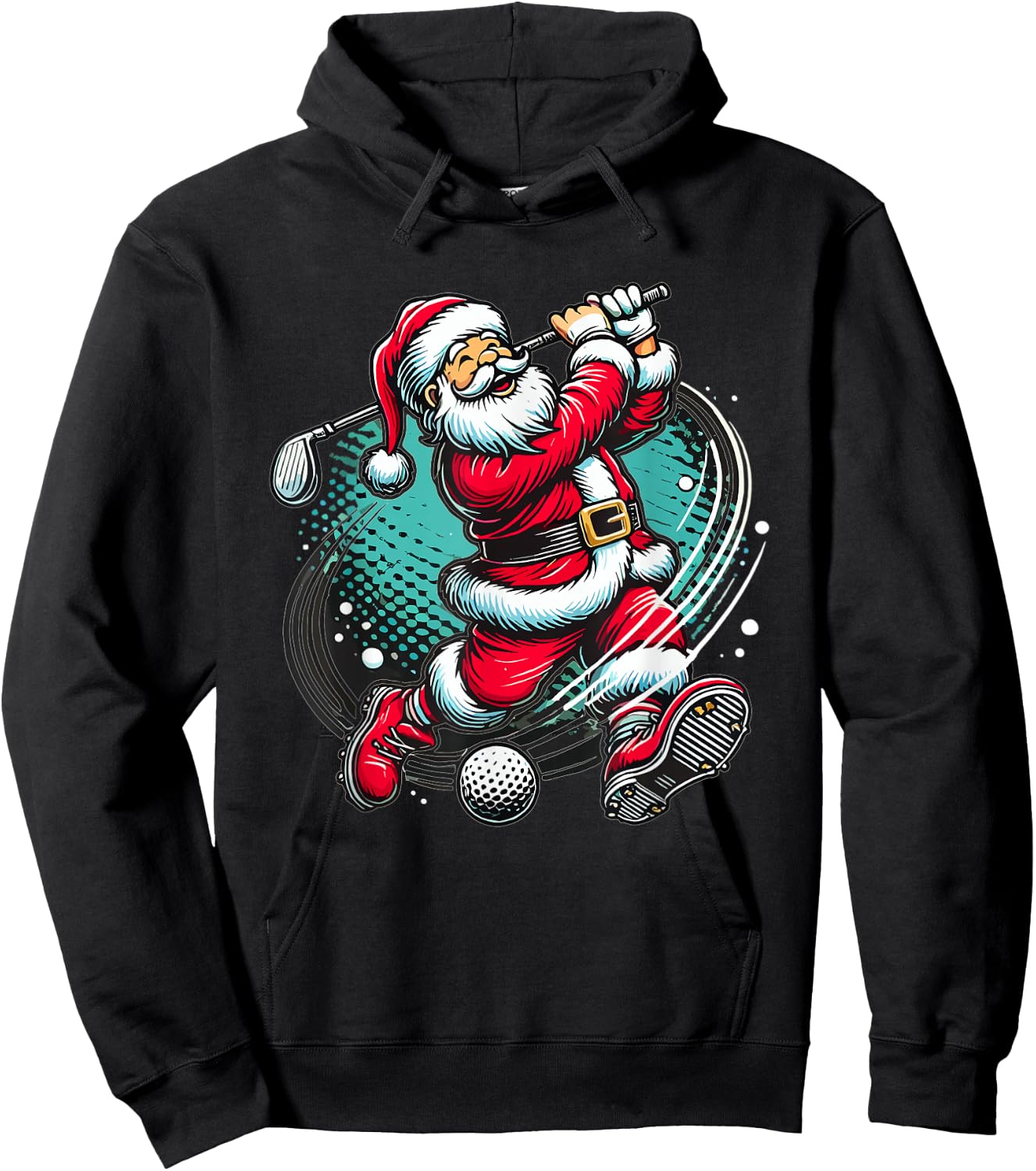 Santa Claus Playing Golf Christmas Golfer Xmas Hoodie - Hoodie | Black