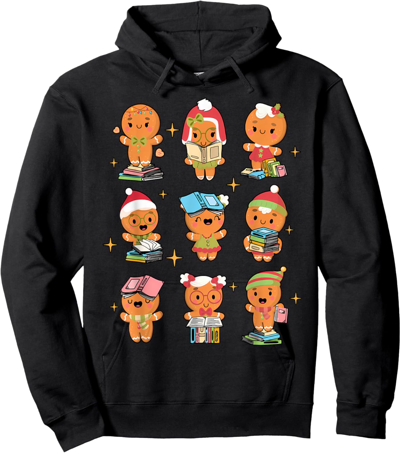 Teacher Christmas Reading Book Gingerbread Man Book Lovers Hoodie - Hoodie | Black