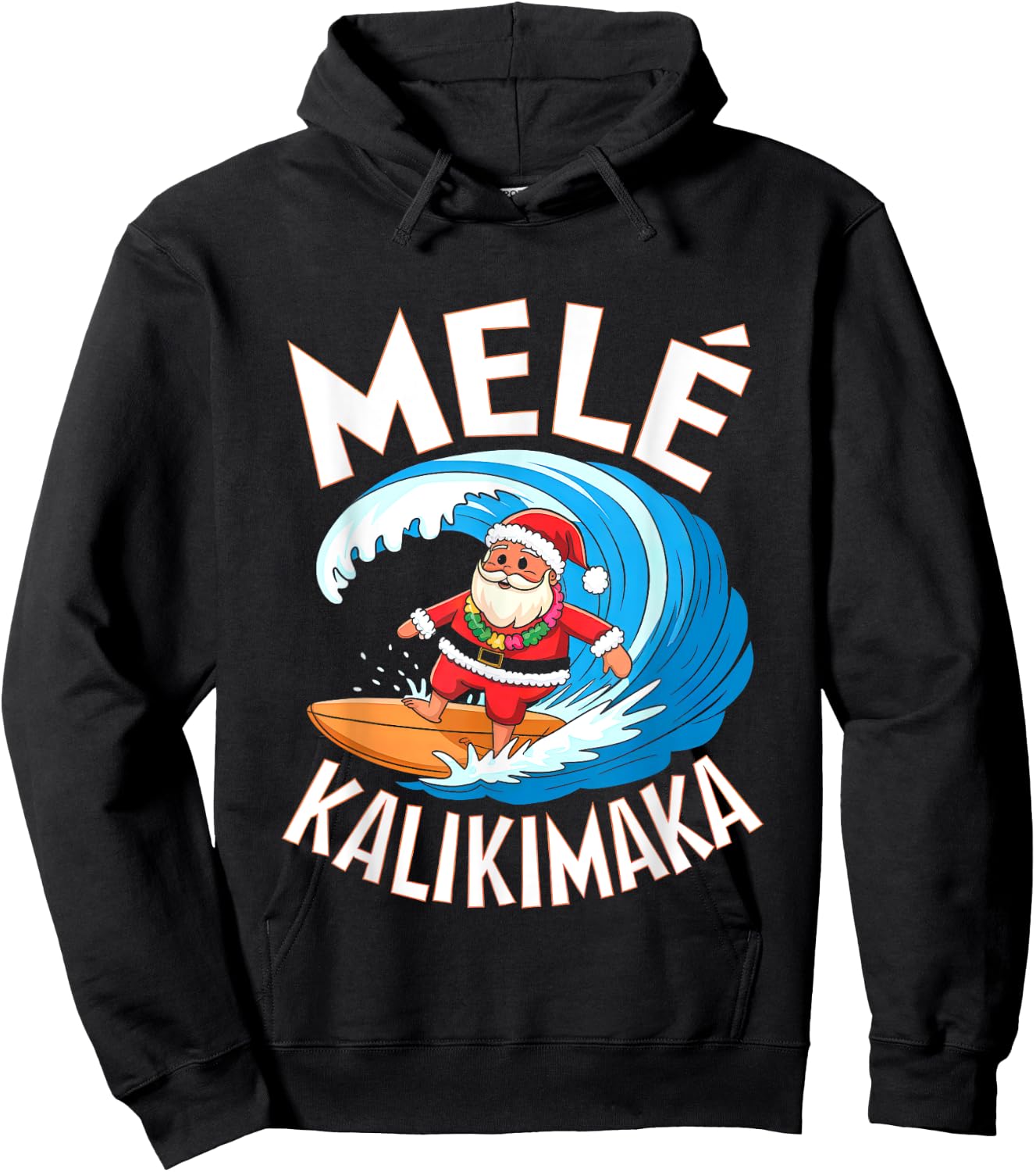 Mele Kalikimaka Surfing Santa Xmas Hoodie - Hoodie | Black