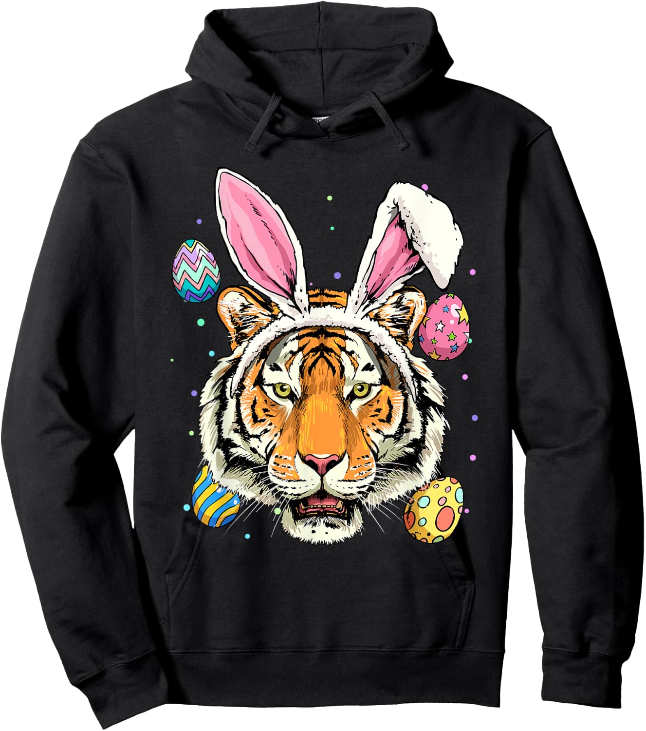 Easter Bunny Tiger Shirt Easter Egg Animal Face Tiger Lover Hoodie - Hoodie | Black