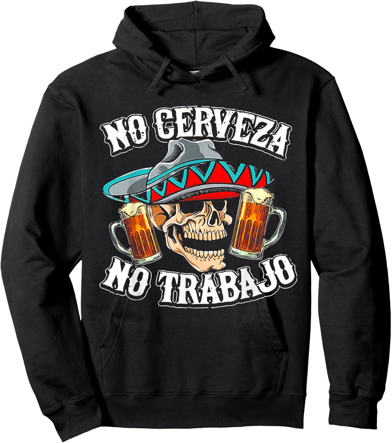 No Cerveza No Trabajo Skull Hoodie - Hoodie | Black