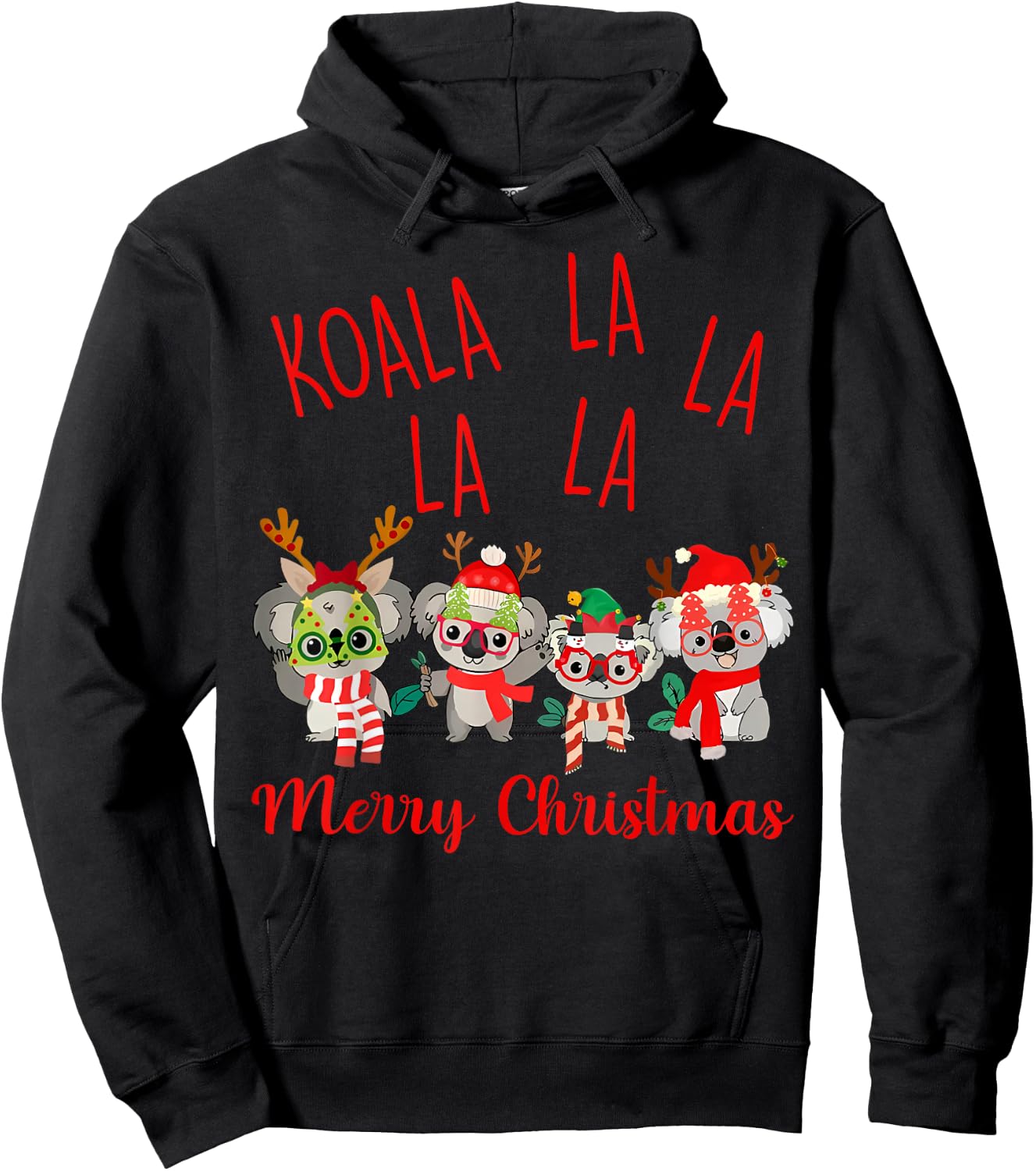 Koala La La La Cute Xmas Pun Funny Australian Christmas Hoodie - Hoodie | Black