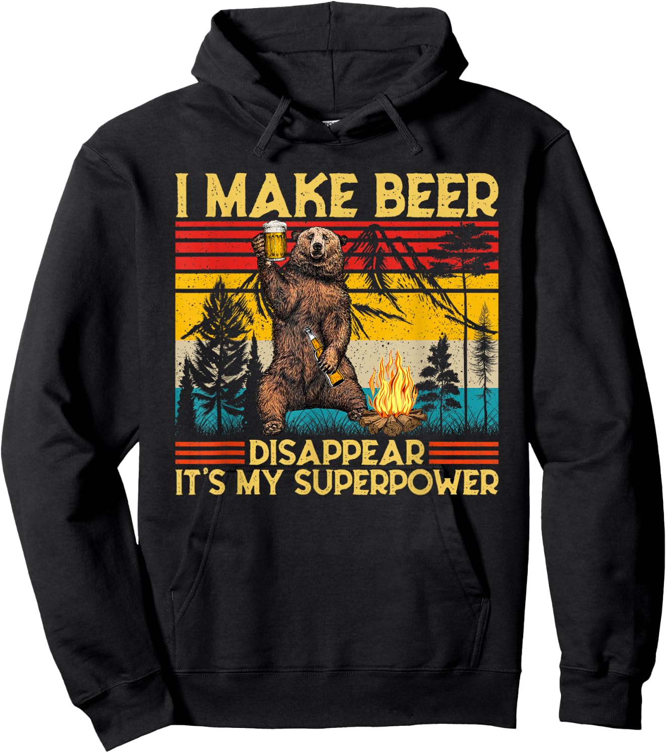 I Make Beer Disappear What's Your Superpower Bear Drinking Hoodie - Hoodie | Black
