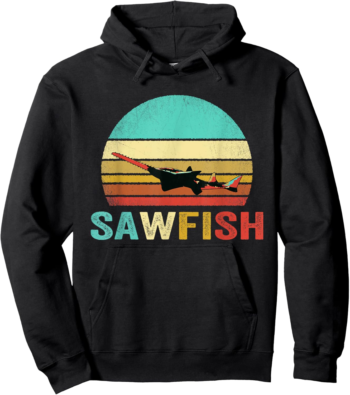 Vintage Sawfish Shirt Sunset Hoodie - Hoodie | Black